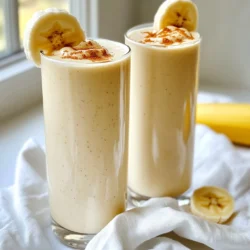 - 2 ripe bananas, peeled and broken into chunks - 2 tablespoons creamy peanut butter - 1 cup almond milk (or your preferred milk) For this smoothie, start with ripe bananas. Their sweetness makes the drink perfect. Next, use creamy peanut butter for a rich flavor. It adds protein too. Finally, pour in almond milk for a smooth texture. You can swap it for any milk you like. - 1 tablespoon honey or maple syrup (optional, for added sweetness) - 1/2 teaspoon ground cinnamon - 1 tablespoon chia seeds (optional, for extra nutrition and texture) You can add honey or maple syrup for sweetness. Ground cinnamon brings warmth and spice to the smoothie. Chia seeds boost nutrition and add a little crunch. They are great for health! - 1/4 cup rolled oats - Ice cubes (to taste) Rolled oats can make your smoothie filling. They add fiber and a nice texture. Ice cubes help chill the drink, making it refreshing. You can adjust how much ice you use based on your taste. Feel free to mix and match these ingredients to create your perfect Peanut Butter Banana Smoothie! {{ingredient_image_2}} - Peeling and Prepping Bananas: Start by peeling two ripe bananas. Break them into chunks and place the pieces in your blender. This step is key to making your smoothie smooth and creamy. - Blending Ingredients Together: Next, add two tablespoons of creamy peanut butter to the blender. Pour in one cup of almond milk. If you want it sweeter, add one tablespoon of honey or maple syrup, along with half a teaspoon of vanilla extract and ground cinnamon. Toss in a quarter cup of rolled oats and a tablespoon of chia seeds if you like. Blend this mixture on high until it is smooth and creamy. - Adding Almond Milk or Ice Cubes: If you find the smoothie too thick, add a little more almond milk. You can also toss in some ice cubes for a colder drink. Blend again until you reach your desired consistency. - Taste Testing for Sweetness: Take a moment to taste your smoothie. If it needs more sweetness, add more honey or maple syrup. Blend again to mix in the sweetness evenly. - Pouring and Serving: Once everything is blended well, pour the smoothie into tall glasses. This recipe serves two, so get ready to share! - Presentation Tips: To make your smoothie look even better, sprinkle a bit of ground cinnamon on top. You can also add a slice of banana on the rim of the glass. Serve with straws or spoons, and enjoy your delicious drink! - Adjusting Sweetness Levels: You can change the sweetness of your smoothie. If you like it sweeter, add more honey or maple syrup. Start with one tablespoon and taste. Adjust until it&rsquo;s just right for you. - Using Different Milk Alternatives: You can swap almond milk for other milks. Try oat milk, coconut milk, or regular dairy milk to find your favorite flavor and texture. - Adding Protein Powder: Want a protein boost? Add a scoop of your favorite protein powder. This adds nutrition and keeps you full longer. - Using flavored nut butters: Instead of plain peanut butter, try flavored nut butters. Chocolate or cinnamon peanut butter can give the smoothie a unique twist. - Thicker vs. Thinner Smoothies: The thickness of your smoothie is up to you. For a thicker smoothie, use less almond milk or add more ice. For a thinner one, add more milk until you reach your desired consistency. - Best Practices for Blending: Always start blending on low speed. Gradually increase to high speed for a smooth texture. If your blender struggles, stop to scrape down the sides. This ensures everything mixes well. Pro Tips Choose Ripe Bananas: The riper the bananas, the sweeter and creamier your smoothie will be. Look for bananas with brown spots for optimal flavor. Peanut Butter Variations: Experiment with different types of peanut butter, such as crunchy or flavored varieties, to add a unique twist to your smoothie. Add Protein: For an extra protein boost, consider adding a scoop of protein powder or Greek yogurt to your smoothie. Make it Ahead: Prepare your smoothie the night before and store it in the fridge. Just give it a quick stir or blend in the morning for a quick, nutritious breakfast. {{image_4}} You can easily boost your smoothie with more fruit. Adding berries gives a fresh taste. Strawberries, blueberries, or raspberries work well. Just toss in about half a cup of your choice before blending. You can also add spinach for extra nutrition. It blends in smoothly and adds vitamins without changing the taste. If you want to switch up the main fruit, try peaches or mangoes. These fruits add a tropical twist. Use about one cup of these fruits, just like you would with bananas. Get creative with flavors! A chocolate peanut butter banana smoothie is a favorite. Just add two tablespoons of cocoa powder to the mix. This gives a rich, chocolatey taste. You can also try nut and seed variations. Instead of peanut butter, use almond or cashew butter. You can even add a tablespoon of hemp seeds for more protein. If you need vegan options, use plant-based milk. Almond, soy, or oat milk work well. You can also skip honey and use maple syrup instead. It keeps the smoothie sweet and vegan-friendly. To make this smoothie gluten-free, swap rolled oats with gluten-free oats. Just check the label to be sure. This way, you can enjoy a tasty treat that fits your diet. To keep your peanut butter banana smoothie fresh, use an airtight container. Glass jars or plastic containers with tight lids work best. Store it in the fridge right after making it. You should drink it within 24 hours for the best taste and texture. If you want to save your smoothie for later, you can freeze it. Pour the smoothie into ice cube trays or freezer-safe containers. This way, you can take out just what you need. When you want to enjoy it again, let it thaw in the fridge overnight. You can also blend it again with a bit of milk for the best texture. To keep your smoothie fresh, store it in a cool place and avoid direct sunlight. Always check for signs of spoilage. If the smoothie smells off or has changed color, it's best to throw it away. Fresh ingredients make the best smoothies, so use ripe bananas and fresh peanut butter. Yes, you can make this smoothie in advance. Store it in an airtight container in the fridge. It will stay fresh for up to 24 hours. To reblend later, just give it a good shake. If it seems too thick, add a splash of almond milk and blend again. This way, you keep the taste and texture. This smoothie is packed with nutrients. Here&rsquo;s a quick look at its main ingredients: - Bananas: They provide potassium and fiber. They help with digestion and keep your heart healthy. - Peanut Butter: This adds protein and healthy fats. It keeps you feeling full longer. - Almond Milk: It's low in calories and offers calcium. Great for bone health. - Chia Seeds: These tiny seeds are full of omega-3s. They add fiber and protein too. - Rolled Oats: They provide energy and help with digestion. They are a great source of whole grains. Overall, this smoothie offers a balanced mix of carbs, protein, and healthy fats. Yes, you can substitute peanut butter. If you have nut allergies, try sunflower seed butter or soy nut butter. These options are tasty and safe. You can also go for seed butters like pumpkin seed butter. They add unique flavors and nutrients while keeping it nut-free. You learned how to create a delicious smoothie with ripe bananas, peanut butter, and almond milk. You can customize it with options like honey, cinnamon, or oats. Don't forget to adjust the sweetness and try different fruits for variety. Storing your smoothies properly keeps them fresh for longer. Remember, this smoothie is not just tasty; it brings health benefits too. Explore all your options and find what works best for you. Enjoy making your perfect smoothie today!