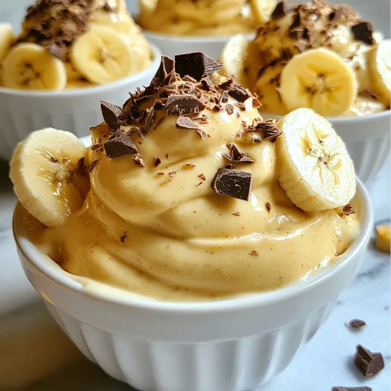 - 3 ripe bananas, peeled and sliced, then frozen - 1/4 cup creamy peanut butter - 1 tablespoon honey or maple syrup (optional) - 1 teaspoon vanilla extract - 1/4 cup almond milk (or your preferred milk) - A pinch of sea salt To make Peanut Butter Banana Nice Cream, gather these simple ingredients. The ripe bananas give the nice cream its sweet base. Freezing them helps create a creamy texture. The creamy peanut butter adds rich flavor and creaminess. If you want extra sweetness, honey or maple syrup works great. The vanilla extract brings a warm, inviting taste. Almond milk, or your favorite milk, thins the mixture just right. A pinch of sea salt balances the flavors. With these ingredients, you have a delicious treat that’s easy to make. {{ingredient_image_2}} Let’s start by getting the bananas ready. Remove the frozen banana slices from the freezer. Let them sit at room temperature for about 5 minutes. This slight thawing helps them blend more smoothly. It makes a big difference in the texture of your nice cream. Next, grab your blender or food processor. Add the softened banana slices to it. Then, pour in the creamy peanut butter. If you like your nice cream sweeter, add honey or maple syrup. Don’t forget the vanilla extract and a pinch of sea salt. These flavors work together to create a tasty treat. Now comes the fun part: blending! Blend the mixture on high speed. You want it to become silky smooth and creamy. Sometimes, you may need to pause and scrape down the sides. If it looks too thick, slowly add almond milk. This will help you get the creaminess you want. After blending, take a small taste. If you want it sweeter, blend in a little more honey or maple syrup. This is your nice cream, so make it as sweet as you like! Once your mixture is perfectly blended, carefully transfer it to a freezer-safe container. Use a spatula to smooth the top. Seal the container tight, then place it in the freezer. Let it freeze for about 1 to 2 hours for a firmer texture. When it’s ready, scoop the nice cream into chilled bowls. Enjoy your cool and creamy treat! To get the best texture for your nice cream, thaw the bananas a bit. Frozen bananas blend better when they are not rock hard. Let them sit out for about five minutes. This little trick helps make your nice cream silky and smooth. If you skip this step, your blender may struggle, and you might not get the creamy texture you want. You can change how sweet your nice cream is based on your taste. I like to start with one tablespoon of honey or maple syrup. If you want it sweeter, add a bit more. Always taste the mixture before you freeze it. This way, you can adjust to your liking. Remember, the ripeness of the bananas also affects sweetness. Riper bananas will add more natural sweetness. Presentation is key when serving nice cream. Use chilled bowls to keep it cool and creamy. Top each bowl with dark chocolate shavings or chopped nuts for extra flavor and crunch. You can also drizzle a bit of peanut butter on top. These simple touches make your nice cream look and taste even better! Pro Tips Use Overripe Bananas: The riper the bananas, the sweeter and creamier your nice cream will be. Look for bananas with brown spots for the best flavor! Experiment with Nut Butters: While peanut butter is delicious, try using almond butter or cashew butter for a unique twist on your nice cream. Adjust Consistency: If you prefer a softer nice cream, enjoy it right after blending. For a firmer texture, let it freeze longer. Garnish Creatively: Enhance your presentation with fresh fruit, shredded coconut, or a drizzle of chocolate sauce for added flavor and visual appeal. {{image_4}} You can make this nice cream even better by adding flavors. - Cocoa Powder: Mix in 2 tablespoons of cocoa powder for a chocolate twist. This adds richness and depth. - Berries: Blend in a cup of frozen berries for a fruity touch. Strawberries or blueberries work great. If you're not a fan of peanut butter, no worries! - Almond Butter: Use almond butter for a nutty flavor. This option is smooth and creamy. - Cashew Butter: Cashew butter offers a mild taste. It blends well and keeps it creamy. You can easily make this a vegan dish. - Check Ingredients: Ensure you use maple syrup instead of honey. All other ingredients are already vegan-friendly. Enjoy a guilt-free treat! To store your nice cream, use a freezer-safe container. Make sure to seal it tightly. This helps keep out air and prevents ice crystals. When you freeze nice cream, it may become harder. To avoid this, smooth the top before sealing. You can also press plastic wrap directly on the surface. This helps keep it creamy. Your peanut butter banana nice cream can stay fresh for up to two weeks in the freezer. After that, it may lose some flavor and texture. If you store it longer, check for ice crystals. These can affect the taste. If your nice cream gets too hard, don’t worry! Take it out of the freezer and let it sit for about 5 to 10 minutes. This short thawing time helps bring back the creaminess. You can also blend it again. Add a splash of almond milk to help it smooth out. This will make it easy to scoop and enjoy! Yes, you can! This nice cream is very flexible. You can swap bananas for other fruits. Here are some great options: - Mango: For a tropical twist. - Strawberries: For a fruity and fresh flavor. - Peaches: For a sweet and juicy treat. - Blueberries: For a burst of color and antioxidants. Experimenting with these fruits can lead to new and exciting flavors! Absolutely! This recipe is perfect for meal prep. You can make nice cream in advance and store it. Here’s how: - Freeze bananas: Slice and freeze your bananas a day ahead. - Blend and store: Prepare the nice cream and place it in a container. - Quick desserts: Just scoop it out when you want a treat. This way, you always have a sweet snack ready to go! Serving nice cream is all about the details. Here are some tips: - Optimal temperature: Let the nice cream sit for a minute before scooping. This makes it easier to serve. - Chilled bowls: Use chilled bowls for a refreshing experience. - Garnishes: Top with dark chocolate shavings or nuts for a nice look. These tips will make your nice cream even more inviting and fun to eat! This blog post covered how to make a delicious nice cream using just a few ingredients. We walked through preparing the bananas, blending them with peanut butter and other goodies, and freezing the mix. You can customize this treat with different flavors and toppings. I emphasize the importance of letting bananas thaw for creamy texture. Store your nice cream well for the best taste later. Enjoy this quick, fun, and tasty dessert that you can make anytime!