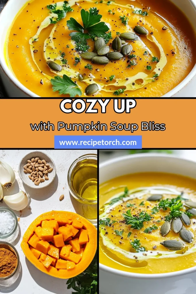 Warm up your autumn evenings with this cozy pumpkin soup recipe. This roasted pumpkin recipe brings the rich flavors of fall right to your kitchen, creating a creamy pumpkin soup that's both healthy and delicious. Perfect for chilly days, this delightful autumn soup recipe is sure to become a family favorite. Try it today and savor the season! Don&rsquo;t forget to save this recipe for later! #PumpkinSoup #AutumnRecipes #HealthyEating #SoupLove