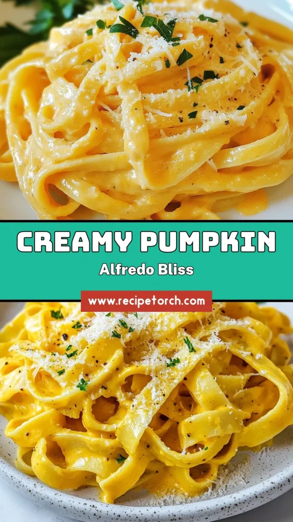 Dive into the season with this creamy pumpkin Alfredo pasta that's perfect for fall! This easy pumpkin recipe features fettuccine enveloped in rich pumpkin puree, heavy cream, and Parmesan cheese. Whether you're craving comfort food or looking to impress at dinner, this fettuccine pumpkin Alfredo will be a hit. Don&rsquo;t miss out on this delicious addition to your fall pasta dishes. Save this creamy pumpkin pasta recipe for your next meal! #PumpkinAlfredoPasta #FallPastaDishes #EasyPumpkinRecipes #FettuccinePumpkinAlfredo