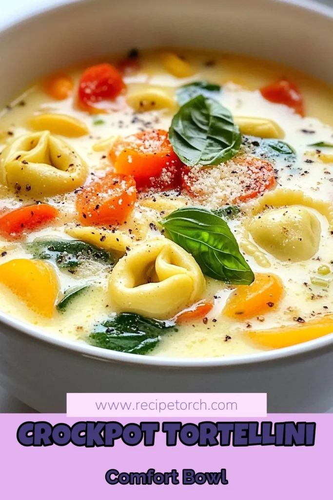 Discover this easy slow cooker meal with our creamy crockpot tortellini recipe! This hearty vegetarian soup combines cheese tortellini, fresh veggies, and a rich broth to create a comforting dish perfect for any occasion. Whether you're looking for cheese tortellini dishes or a flavorful soup that warms the soul, this creamy tortellini soup is a must-try. Save this recipe for your next family dinner! #CrockpotTortellini #VegetarianSoup #SlowCookerRecipes #EasyMeals