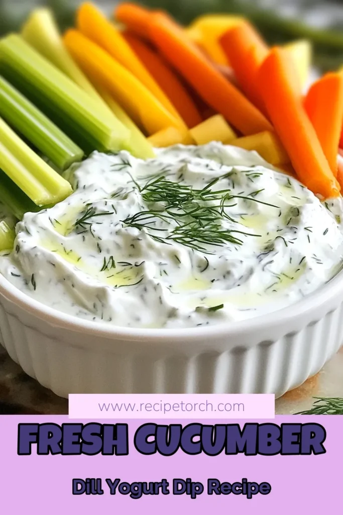 Discover the perfect Cucumber Dill Dip with this easy Greek Yogurt Dip Recipe! This Healthy Appetizer Dip features fresh cucumbers, creamy Greek yogurt, and zesty dill, making it the ideal snack for gatherings or a quick treat. Whip up this Fresh Cucumber Dip in just 10 minutes for a flavorful addition to your table. Don&rsquo;t forget to save this recipe and share it with friends! #HealthySnacking #GreekYogurtDip #AppetizerRecipe #CucumberDip