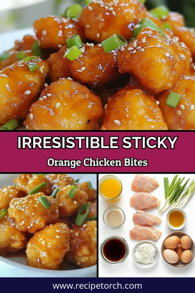 Indulge in these Sticky Orange Chicken Bites, the perfect blend of flavors for any meal! This easy orange chicken recipe features crispy fried chicken bites coated in a delicious orange chicken sauce that will have everyone coming back for more. Ideal for a quick dinner or party appetizer, these bites are sure to impress! Try this chicken bites recipe and savor the taste today! #StickyOrangeChicken #EasyOrangeChicken #FriedChickenBites #ChickenBitesRecipe