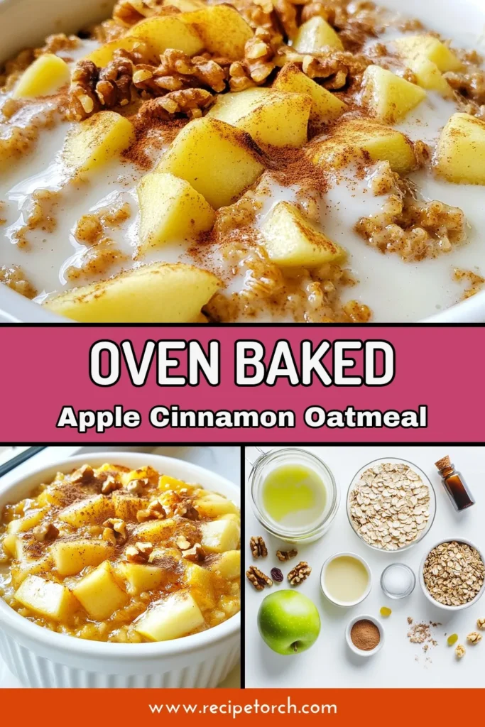 Indulge in this delicious Apple Cinnamon Baked Oatmeal that&rsquo;s perfect for a healthy breakfast! This easy baked oatmeal recipe features rolled oats, tart apples, and a hint of cinnamon, making it a delightful vegan oatmeal breakfast. Packed with flavor and nutrition, it&rsquo;s one of the best healthy oatmeal recipes you'll try. Don't miss out on this cozy dish&mdash;save and create your own today! #AppleCinnamonBakedOatmeal #HealthyOatmealRecipes #BakedOatmealWithApples #VeganOatmealBreakfast