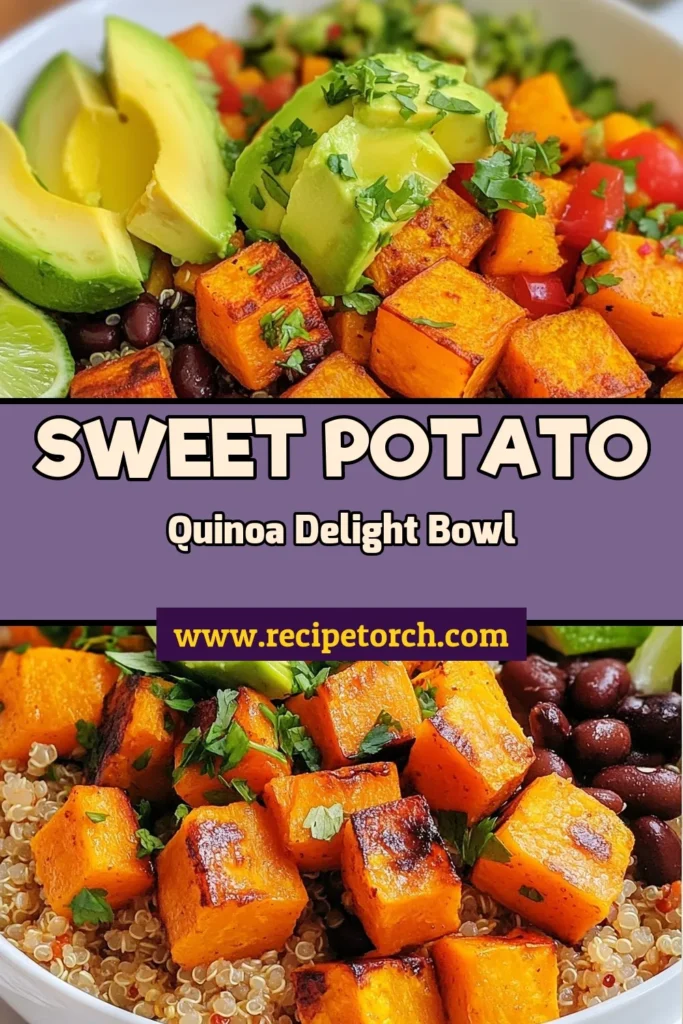 Discover the ultimate roasted sweet potato quinoa bowl that's perfect for a healthy meal! This vegan quinoa salad combines roasted sweet potatoes, black beans, and vibrant veggies for a nutrient-packed dish. Perfect for meal prep, this recipe is one of the best healthy quinoa recipes you'll try. Make this delicious sweet potato recipe today and watch your family enjoy a black bean quinoa bowl they can't resist. Save this recipe for later and elevate your mealtime! #HealthyEating #QuinoaRecipes #VeganRecipes #MealPrep