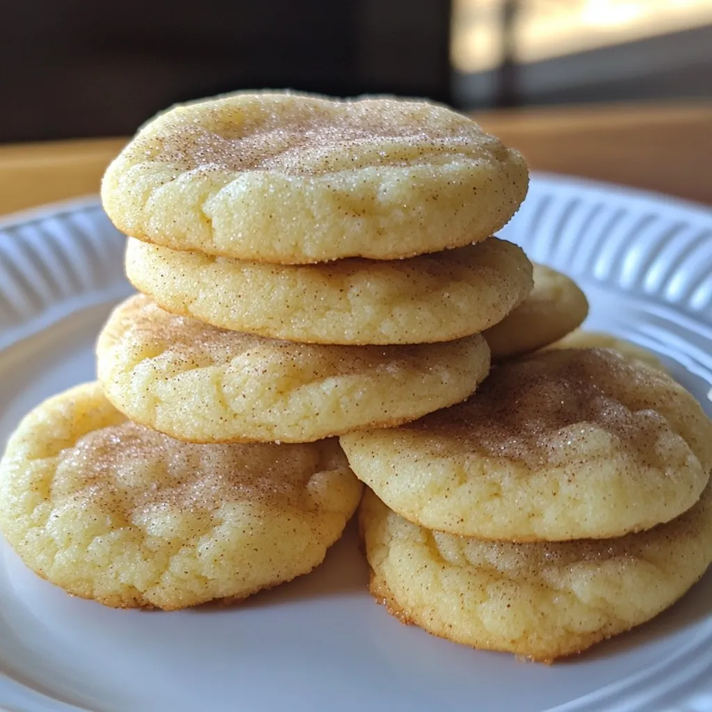 To bake classic Snickerdoodle cookies, gather these ingredients: - 2 3/4 cups all-purpose flour - 1 teaspoon baking soda - 2 teaspoons cream of tartar - 1/2 teaspoon salt - 1 cup unsalted butter, softened - 1 1/2 cups granulated sugar - 1/2 cup packed brown sugar - 2 large eggs - 1 teaspoon pure vanilla extract - 1 tablespoon ground cinnamon - 2 tablespoons granulated sugar (for coating) Using the right measurements is key for perfect cookies. If you don’t have cream of tartar, you can use baking powder. For 1 teaspoon of cream of tartar, use 1 1/2 teaspoons of baking powder. If you want a dairy-free option, substitute unsalted butter with coconut oil or a plant-based butter. Just make sure it is softened. Fresh ingredients make a big difference in flavor. Use fresh eggs for the best texture. Also, make sure your baking soda is active. Old baking soda can lead to flat cookies. Fresh spices, like cinnamon, bring more flavor. This will make your Snickerdoodles taste even better. Always check the dates on your ingredients for the best results. {{ingredient_image_2}} First, preheat your oven to 350°F (175°C). This step warms the oven for even baking. Next, line two baking sheets with parchment paper. This prevents the cookies from sticking. It also helps with cleanup. In a medium bowl, combine 2 3/4 cups of all-purpose flour, 1 teaspoon of baking soda, 2 teaspoons of cream of tartar, and 1/2 teaspoon of salt. Whisk these ingredients together. Make sure they are well mixed. This blend gives your cookies the right texture. Set this mixture aside for later. In a large mixing bowl, add 1 cup of softened unsalted butter, 1 1/2 cups of granulated sugar, and 1/2 cup of packed brown sugar. Use a hand mixer or stand mixer on medium speed. Cream these ingredients for about 2-3 minutes. You want the mixture to be light and fluffy. This step introduces air, making your cookies tender. Crack 2 large eggs into the mixing bowl, adding them one at a time. Blend well after each egg. Then, pour in 1 teaspoon of pure vanilla extract. Mix until combined. Next, gradually add the dry flour mixture to the wet ingredients. Mix on low speed until just combined. Avoid over-mixing; this keeps your cookies soft. Grab a cookie scoop or a tablespoon. Scoop out portions of dough about 1 1/2 inches in diameter. Roll the dough gently into balls between your palms. The dough should feel smooth and slightly sticky. In a small bowl, mix 2 tablespoons of granulated sugar with 1 tablespoon of ground cinnamon. Roll each dough ball in this cinnamon-sugar mixture. Coat them fully for maximum flavor. Place the coated dough on the prepared baking sheets, spaced about 2 inches apart. Bake your cookies in the oven for 10-12 minutes. Look for light golden edges and soft centers. After baking, let them sit on the sheets for 5 minutes. This resting time helps them firm up. Then, transfer to a wire rack to cool completely. Enjoy your chewy, delicious Snickerdoodle cookies! To keep your Snickerdoodle cookies soft and chewy, watch the baking time. Bake them for just 10-12 minutes. You want them to look slightly underbaked. This helps keep the centers soft. Let them sit on the baking sheet for 5 minutes after baking. This lets them firm up without losing moisture. One mistake is over-mixing the dough. This can make the cookies tough. Mix just until the flour disappears. Another mistake is not measuring your flour correctly. Too much flour can lead to dry cookies. Use the spoon-and-level method for measuring flour to prevent this. For the best cinnamon-sugar coating, mix 2 tablespoons of sugar with 1 tablespoon of cinnamon. Roll each dough ball thoroughly in this mix. Make sure they are well-coated. This adds flavor and gives that signature Snickerdoodle look. For an extra kick, use fresh cinnamon for a stronger taste. Pro Tips Chill the Dough: For thicker cookies, refrigerate the dough for at least 30 minutes before baking. This helps the cookies maintain their shape and enhances the flavor. Measure Flour Correctly: To avoid dry cookies, spoon the flour into your measuring cup and level it off with a knife instead of scooping directly from the bag. Don’t Overbake: To achieve that perfect chewy texture, take the cookies out of the oven when the edges are golden and the centers look slightly underbaked. Try Different Coatings: Experiment with other spices or flavored sugars for the coating, such as ginger or pumpkin spice, to create unique variations of the classic Snickerdoodle. {{image_4}} You can make snickerdoodles even better by adding fun extras! Chopped nuts, like walnuts or pecans, add a nice crunch. Just mix about 1 cup of nuts into the dough when combining wet and dry ingredients. If you love chocolate, add 1 cup of chocolate chips. They melt and create sweet pockets in each bite. These variations make the cookies unique and delicious. If you need gluten-free cookies, you can still enjoy snickerdoodles! Use a gluten-free flour blend instead of all-purpose flour. Make sure it has xanthan gum to help with texture. The rest of the recipe stays the same. You can still roll the dough in cinnamon-sugar for that classic taste. These gluten-free cookies will still be soft and chewy. Want to change the flavor? You can easily do this! For a vanilla twist, add an extra teaspoon of vanilla extract. This makes the cookies taste rich and sweet. If you want a fall flavor, try pumpkin spice. Add 1 teaspoon of pumpkin spice to the dry ingredients. This gives your cookies a warm, cozy taste. These flavor twists keep your snickerdoodles exciting and fun! To keep your Snickerdoodle cookies fresh, store them in an airtight container. This helps maintain their soft texture. Place parchment paper between layers if stacking. Avoid direct sunlight and heat, as they can dry out the cookies. You can freeze both the dough and the baked cookies. For the dough, scoop it into balls and freeze them on a baking sheet. Once frozen, transfer the balls to a freezer bag. This way, you can bake fresh cookies anytime! For baked cookies, let them cool completely. Then, wrap them tightly in plastic wrap or place them in a freezer-safe container. They can last up to three months in the freezer. Baked Snickerdoodle cookies last about a week at room temperature. For longer shelf life, store them in the fridge. They can stay fresh there for up to two weeks. Just remember, the colder they are, the firmer they get. Keep an eye on them to ensure they are still delicious! Snickerdoodle cookies are soft, chewy treats. They have a delightful cinnamon-sugar coating. The dough includes butter, sugar, flour, and eggs. The addition of cream of tartar gives them a unique tangy flavor. This makes them different from other cookies. You can enjoy them with a glass of milk or on their own. Yes, you can make Snickerdoodles without cream of tartar. If you skip it, your cookies will still taste good. You can replace it with baking powder. Use two teaspoons of baking powder for every one teaspoon of cream of tartar. This swap helps maintain the cookie's rise and texture. You can tell your Snickerdoodles are done when the edges are light golden brown. The centers should look soft and puffy. They will continue to cook a little after you take them out. Let them cool on the baking sheet for five minutes. This helps them firm up without getting too hard. Yes, you can use brown sugar instead of granulated sugar. Brown sugar adds a rich, moist texture to the cookies. It brings a hint of caramel flavor as well. You can use it in equal amounts. Just keep in mind that using all brown sugar may change the texture slightly. In this blog post, we explored making classic Snickerdoodle cookies, from choosing fresh ingredients to storing your baked treats. We covered key steps, tips for texture, and fun variations, like adding chocolate or going gluten-free. Remember, freshness matters, and following the steps ensures perfect cookies every time. With these insights, you can bake delicious Snickerdoodles that everyone will love. Enjoy your baking journey!