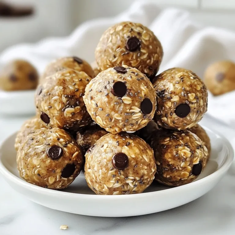 - 1 cup rolled oats - 1/2 cup nut butter (either almond or peanut) - 1/4 cup honey or maple syrup - 1 scoop vanilla protein powder - 1 teaspoon ground cinnamon - 1/4 teaspoon salt - 1/2 cup mini chocolate chips (optional) - 2 tablespoons chia seeds (optional) - 1 teaspoon vanilla extract Each protein ball packs a powerful punch of nutrition. With about 90 calories per ball, you get a good mix of carbs, protein, and healthy fats. Here’s a quick look at the key nutrients: - Protein: Each ball contains around 4 grams of protein, thanks to the protein powder and nut butter. - Fiber: Rolled oats and chia seeds add fiber, aiding digestion and keeping you full longer. - Healthy Fats: Nut butter and chia seeds provide essential fatty acids, supporting heart health. - Rolled Oats: They offer slow-release energy, keeping you energized throughout the day. - Nut Butter: This adds protein and healthy fats. It can help improve heart health and boost brain function. - Honey or Maple Syrup: These natural sweeteners provide quick energy and are less processed than white sugar. - Chia Seeds: High in omega-3 fatty acids, they support your brain and heart health. - Ground Cinnamon: This spice not only adds flavor but helps regulate blood sugar levels, making it a great addition for energy balance. - Vanilla Extract: It enhances taste without extra sugar, making your snack even more delicious. These ingredients work together to create a tasty and healthy snack. Enjoying these protein balls can help you stay on track with your health goals while satisfying your sweet tooth. {{ingredient_image_2}} To make cinnamon vanilla protein balls, gather all your ingredients first. You need rolled oats, nut butter, honey or maple syrup, protein powder, cinnamon, salt, and vanilla extract. Optional ingredients include mini chocolate chips and chia seeds. 1. Combine Ingredients: In a large mixing bowl, put the rolled oats, nut butter, and honey (or maple syrup). 2. Stir Well: Use a spatula to mix these until no dry oats are left. 3. Add Dry Ingredients: Next, sprinkle in the vanilla protein powder, ground cinnamon, and salt. If you use chia seeds, add them now too. 4. Mix Again: Stir until everything is evenly mixed. 5. Add Vanilla Extract: Pour in the vanilla extract and mix until the dough sticks together. 6. Optional Chocolate Chips: If you want mini chocolate chips, fold them in gently. 1. Form Balls: Use clean hands to scoop about one inch of the mixture. Roll it into a ball shape. 2. Place on Sheet: Put the balls on a baking sheet lined with parchment paper. Leave space between them. 3. Chill: Transfer the sheet to the fridge for at least 30 minutes. This makes them firm. 4. Store: After chilling, move the protein balls to an airtight container. Enjoy them as a snack or post-workout treat! To get the best texture for your protein balls, start with the right balance of ingredients. Use rolled oats for a chewy base. The nut butter adds creaminess, while honey or maple syrup provides sweetness and binds everything together. Mix well until no dry oats remain. If the mix feels too crumbly, add a little more nut butter or syrup. If it’s too sticky, add extra oats. This will help you form nice, round balls. One common mistake is not chilling the protein balls long enough. If you skip this step, they may fall apart. Another mistake is adding too many liquid ingredients. Stick to the amounts listed in the recipe. Too much liquid can make your mixture too soft. Lastly, don’t skip the mixing step. You need to blend all ingredients well to ensure equal flavor and texture. To boost flavor without sugar, use fresh vanilla extract. It adds depth and richness. Ground cinnamon is another great choice. It gives warmth and spice without any added sugar. You can also add nuts or seeds for more flavor and crunch. If you want a sweeter taste, consider adding a bit of unsweetened cocoa powder. This will add a nice chocolatey kick without extra sugar. Pro Tips Keep It Fresh: Store your protein balls in the refrigerator to maintain their freshness and firmness. They can last up to one week in an airtight container. Experiment with Flavors: Feel free to customize your protein balls by adding different spices like nutmeg or even a pinch of sea salt for a flavor twist. Boost Nutritional Value: Include additional superfoods like flaxseeds, hemp seeds, or dried fruits to enhance the health benefits of your protein balls. Perfect Portioning: Use a cookie scoop for evenly sized protein balls, ensuring they cook and chill uniformly for the best texture. {{image_4}} You can change the flavor of your protein balls easily. For a fruity twist, add dried fruit like cranberries or apricots. If you want a nutty taste, mix in chopped nuts like walnuts or pecans. For a chocolatey version, switch to chocolate protein powder. This allows you to enjoy different tastes each time. Not a fan of some ingredients? No problem! You can replace rolled oats with ground oats or oat flour. If nut butter is not your thing, use sunflower seed butter for a nut-free option. Instead of honey, agave nectar works well too. Adjusting these ingredients can make your snack fit your needs. Make these protein balls suit your diet. To make them gluten-free, use certified gluten-free oats. For a vegan option, replace honey with maple syrup and select a plant-based protein powder. These small changes help everyone enjoy this healthy snack. Whether you are gluten-free or vegan, you can savor these tasty protein balls! To keep your cinnamon vanilla protein balls fresh, use an airtight container. This helps lock in moisture and flavor. Store the container in the fridge. If kept in the fridge, they stay fresh for about a week. You can freeze these protein balls for longer storage. Place them in a single layer on a baking sheet first. Freeze them for about an hour until firm. Then, transfer them to a freezer-safe bag or container. They can last up to three months in the freezer. The shelf life of protein balls is about one week in the fridge. If frozen, they can last for three months. Just remember to thaw them in the fridge before eating. Using these simple tips, you can enjoy your snacks at their best! Yes, you can use different protein powders. Try chocolate, pea, or hemp protein. Each type brings its flavor. Just make sure it mixes well with the other ingredients. Adjust the amount slightly if needed. This keeps the texture right. You can eat 2 to 4 protein balls each day. They are great for snacks or after workouts. Listen to your body and adjust as needed. If you are active, you might want more for energy. Balance is key. If you can't use nut butter, try sunflower seed butter or soy nut butter. These options work well in the recipe. You can also use tahini for a different taste. Just make sure the substitute has a similar texture. This keeps your protein balls delicious and satisfying. You’ve explored all aspects of making protein balls, from ingredients to storage. You learned about ingredient benefits, preparation steps, tips for texture, and flavor variations. Remember to avoid common mistakes and try different flavors to keep it fun. Storing them right keeps them fresh longer. Protein balls are easy to modify for any diet. Enjoy your healthy snacks, and don’t hesitate to experiment further!