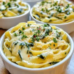 To make this creamy delight, gather these key ingredients: - 12 oz fettuccine pasta - 1 cup frozen spinach, thawed and drained - 1 cup canned artichoke hearts, drained and chopped - 1 cup heavy cream - 1 cup grated Parmesan cheese - 2 cloves garlic, minced - 1 tablespoon olive oil - 1 teaspoon fresh lemon juice - 1/2 teaspoon red pepper flakes (optional) - Salt and black pepper to taste - Fresh parsley, chopped (for garnish) These ingredients work together to create a rich and creamy dish you'll love. Feel free to add your favorite flavors or ingredients to this dish. Here are some ideas: - Grilled chicken for protein - Sun-dried tomatoes for a tangy twist - Fresh basil for an herbaceous note - Extra veggies like bell peppers or mushrooms These options let you tailor the dish to your taste. If you have special dietary needs, you can still enjoy this pasta. Here are a few swaps: - Use gluten-free pasta instead of fettuccine - Substitute heavy cream with coconut cream or cashew cream for a dairy-free option - Replace Parmesan with nutritional yeast for a vegan-friendly version These substitutes ensure everyone can enjoy this creamy pasta dish! {{ingredient_image_2}} First, you need to cook the fettuccine. Fill a large pot with water. Add a generous amount of salt to the water. Bring the water to a rolling boil. Carefully add the 12 oz of fettuccine. Cook according to the package instructions, about 8-10 minutes. Before you drain it, save 1/2 cup of that pasta water. Drain the pasta and set it aside. Next, grab a large skillet. Heat 1 tablespoon of olive oil over medium heat. Once hot, add 2 cloves of minced garlic. Saut&eacute; the garlic for about 1 minute. You want it to be fragrant and golden, not burnt. Stir it often to keep it from burning. Now, lower the heat to a gentle simmer. Slowly pour in 1 cup of heavy cream while stirring. Mix in 1 cup of grated Parmesan cheese next. Keep stirring until the cheese melts and the sauce is smooth and creamy. Time to add the good stuff! Gently fold in 1 cup of thawed and drained spinach and 1 cup of chopped artichoke hearts. Add 1 teaspoon of fresh lemon juice for a bright taste. If you like heat, toss in 1/2 teaspoon of red pepper flakes. Cook for an extra 2-3 minutes to heat everything through. Add the cooked fettuccine to your skillet. Use tongs or a spatula to mix it well with the sauce. If the sauce is too thick, add some of the reserved pasta water. Do this one tablespoon at a time. Taste your dish and adjust with salt and freshly cracked black pepper as needed. Once everything is mixed, take the skillet off the heat. Let the pasta sit for a minute. Serve the hot fettuccine in shallow bowls. Sprinkle each serving with freshly chopped parsley. For extra flair, add more Parmesan cheese and a dash of red pepper flakes. A drizzle of olive oil can make it look even better. To make the sauce super creamy, use heavy cream. This adds richness and smoothness. Stir in the grated Parmesan cheese slowly. This helps it melt better and blend into the sauce. If the sauce seems thick, add some reserved pasta water. This step helps achieve the perfect creamy texture. Always use a large pot with lots of water. This ensures the pasta cooks evenly. Add a good amount of salt to the water. This makes the pasta taste better. Cook the fettuccine until it's al dente, which means it's firm but not hard. Save some pasta water before draining. This water can help adjust your sauce later. Avoid overcooking the pasta. It should be tender but still have a bite. Don't rush the sauce. Give it time to heat and blend well. Adding all the cheese at once can cause clumps. Mix it in gradually for a smooth sauce. Lastly, don't forget to taste! Adjust the seasoning with salt and pepper to get the best flavor. Pro Tips Tip for Thawing Spinach: Make sure to thaw and drain the spinach thoroughly to prevent excess water from making the sauce watery. Tip for Perfect Pasta: Always cook pasta in well-salted water for better flavor. This enhances the overall taste of the dish. Tip for Creamy Sauce: Gradually add reserved pasta water to achieve the desired consistency of the sauce without making it too thin. Tip for Garnishing: Fresh parsley not only adds color but also a burst of freshness to the dish, making it visually appealing and flavorful. {{image_4}} You can switch up the pasta type for this dish. Fettuccine is great, but you can try: - Penne - Rigatoni - Spaghetti - Gluten-free pasta Each option brings a unique texture. Choose what you love or what you have. This creamy pasta can be a blank canvas. You can add proteins like: - Grilled chicken - Shrimp - Saut&eacute;ed mushrooms If you want more veggies, try adding: - Cherry tomatoes - Peas - Bell peppers These additions make the dish more filling and colorful. Plus, they add great flavor. You can make this dish vegan. Use these swaps: - Replace heavy cream with coconut cream or cashew cream. - Use nutritional yeast instead of Parmesan cheese. - Check for vegan pasta options. These changes keep the dish creamy and delicious while being dairy-free. Enjoy the same great taste! To keep your leftover creamy spinach artichoke pasta fresh, let it cool first. Place it in an airtight container. Store it in the fridge. It should stay good for up to three days. Make sure to label it with the date. This helps you remember when to use it. When you're ready to enjoy your leftovers, reheat them gently. You can use a skillet over low heat. Add a splash of water or more cream to help with moisture. Stir often to prevent sticking. You can also microwave it in short bursts. Cover it with a microwave-safe lid to avoid splatter. Make sure it's heated all the way through. If you want to save your creamy spinach artichoke pasta for later, freezing works well. First, cool it completely. Then, scoop it into freezer bags or containers. Press out as much air as you can before sealing. It can last up to three months in the freezer. When you're ready to eat it, thaw it overnight in the fridge. Reheat as mentioned above for the best taste. Yes, you can use fresh spinach. Fresh spinach gives a nice texture and flavor. You will need about 4 cups of fresh spinach. Saut&eacute; it in the skillet until it wilts down before adding the cream and cheese. This will enhance the dish's taste. This pasta pairs well with many sides. You can serve it with a fresh green salad or garlic bread. A light tomato salad also complements the creaminess. For a protein boost, grilled chicken or shrimp can work great too. To make this dish lighter, use half-and-half instead of heavy cream. You can also cut back on cheese. Use 3/4 cup of Parmesan cheese. Adding more veggies like zucchini or bell peppers can also help lighten it up. Absolutely! You can use gluten-free pasta instead of regular fettuccine. Many brands offer a good taste and texture. Just follow the cooking instructions on the gluten-free pasta package for the best results. To add heat, increase the red pepper flakes to 1 teaspoon. You can also add a dash of hot sauce. For a different flavor, try adding sliced jalape&ntilde;os while cooking. Adjust the spice level to suit your taste. This blog covered everything you need for creamy spinach artichoke pasta. We talked about key ingredients, step-by-step cooking methods, and tips for a great sauce. You learned about different variations and how to store your leftovers. Now you can enjoy a tasty meal that you can make your own. Whether you're trying new flavors or sticking to classic tastes, you're set for a delicious dish. Happy cooking!