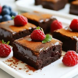 To make fudgy black bean brownies, gather these ingredients: - 1 can (15 oz) black beans, drained and rinsed - 2 large eggs - 1/2 cup natural almond butter (or peanut butter) - 1/4 cup unsweetened cocoa powder - 1/2 cup pure maple syrup - 1 teaspoon vanilla extract - 1/2 teaspoon baking powder - 1/4 teaspoon salt - 1/4 cup dark chocolate chips (optional) Each ingredient plays a key role. Black beans give the brownies their fudgy base. Eggs help bind everything together. Almond or peanut butter adds creaminess. Cocoa powder gives that rich chocolate flavor. Maple syrup adds sweetness, while vanilla enhances taste. Baking powder helps the brownies rise, and salt balances flavors. Dark chocolate chips add a touch of extra indulgence. Black beans are not just tasty; they are also good for you. They are packed with protein and fiber. This helps keep you full and satisfied for longer. Black beans also have antioxidants, which protect your cells. They may help with digestion and support heart health. Using black beans in these brownies means you enjoy a sweet treat that is also nutritious. If you need to make changes, there are great options. For black beans, you can use other beans, like kidney beans, but the taste may differ. If you want a nut-free option, try sunflower seed butter instead of almond or peanut butter. You can swap maple syrup with agave syrup or honey. If you can&rsquo;t find cocoa powder, carob powder works too. Enjoy mixing and matching to find what you love! {{ingredient_image_2}} First, preheat your oven to 350&deg;F (175&deg;C). Grab an 8x8-inch baking pan. Lightly grease it or line it with parchment paper. This will help you take the brownies out later. Next, put the drained black beans, eggs, almond butter, cocoa powder, maple syrup, vanilla extract, baking powder, and salt in a food processor. Blend these ingredients until the mixture is smooth and creamy. Make sure there are no chunks of beans left. Stop to scrape down the sides if needed. If you want a richer taste, fold in dark chocolate chips. Make sure they mix well with the batter. Now, pour the brownie batter into the prepared baking pan. Use a spatula to spread it evenly. Place the pan in the oven and bake for 20-25 minutes. Check if they are done by inserting a toothpick in the center. It should come out clean or with a few moist crumbs. Once baked, take the brownies out of the oven. Let them cool in the pan for about 10 minutes. After that, transfer them to a wire rack to cool completely. When cool, cut them into squares and enjoy! To get that rich, fudgy texture, you must blend well. Use a food processor for a smooth mix. This helps combine the black beans with the other ingredients. Make sure there are no bean chunks left. You can also check the batter after blending. If it's too thick, add a splash of water or almond milk. Bake just until set, and avoid overbaking. This keeps the brownies moist and fudgy inside. Black beans are not just healthy; they add moisture and richness. Rinse and drain the beans well before using them. This removes excess sodium and improves flavor. When blended, they become a great base for the brownies. Their earthy taste mixes nicely with cocoa and sweeteners. Don't worry; no one will taste the beans! They create a dense texture and boost fiber in your treat. You can boost the flavor of your brownies with fun extras. Dark chocolate chips add richness and a chocolatey bite. Walnuts or pecans can give a nice crunch. For a twist, try adding a pinch of cinnamon or a splash of espresso. These flavors complement chocolate well. You can mix and match to see what you like best. Just remember, keep it balanced so the beans shine through. Pro Tips Use Fresh Ingredients: Always opt for fresh black beans and high-quality cocoa powder for the best flavor and texture in your brownies. Check Consistency: Before baking, ensure the batter is completely smooth to eliminate any bean chunks, resulting in a fudgier texture. Cool Completely: Allow the brownies to cool completely in the pan before cutting. This helps them set properly and makes for cleaner cuts. Experiment with Add-Ins: Feel free to get creative by adding nuts, dried fruits, or different types of chocolate chips to enhance flavor and texture. {{image_4}} You can easily make these brownies gluten-free. Just ensure you use gluten-free baking powder. The other ingredients, like black beans, cocoa powder, and nut butter, are naturally gluten-free. This way, you can enjoy your fudgy treat without worry. To make these brownies vegan, replace the eggs. Use flaxseed eggs instead. Mix one tablespoon of ground flaxseed with two and a half tablespoons of water. Let it sit for five minutes. This will mimic the binding power of eggs. Your brownies will still taste great! You can get creative with flavors. Here are some ideas: - Nuts: Add chopped walnuts or pecans for crunch. - Spices: Try a pinch of cinnamon or espresso powder for depth. - Fruits: Add mashed bananas or applesauce for fruity sweetness. - Chocolate: Mix in white chocolate chips or swirl in peanut butter. These variations keep the recipe fun and fresh. Experiment and find your favorite combo! To keep your fudgy black bean brownies fresh, store them in an airtight container. Make sure to layer them with parchment paper to avoid sticking. At room temperature, they last about 3 to 4 days. If you want to keep them longer, refrigeration is a great option. Just remember to wrap them well to prevent drying out. Freezing brownies is easy and a smart choice for meal prep. Wrap each brownie in plastic wrap or foil. Then, place them in a freezer-safe bag or container. They can last up to 3 months in the freezer. When you're ready to enjoy, just thaw them in the fridge overnight or at room temperature for a few hours. If you want to warm up your brownies, the oven is best. Preheat the oven to 350&deg;F (175&deg;C). Place the brownies on a baking sheet and cover them with foil to avoid drying out. Heat for about 10 minutes. You can also use a microwave, but do so carefully. Heat them in short bursts of 10 seconds to prevent them from becoming too hot or dry. Enjoy your fudgy treat! No, you cannot taste the black beans in these brownies. The beans blend well into the mix. They add moisture and richness without a strong flavor. The cocoa powder and almond butter shine through, giving you a rich chocolate taste. This recipe is perfect for those who want a healthier treat without the bean flavor. To make these brownies nut-free, simply replace the almond butter. Use sun butter or soy nut butter instead. These options provide a similar creaminess without nuts. Be sure to check labels for allergens. This way, you can enjoy the brownies without worry. If you need a substitute for maple syrup, you can use honey or agave nectar. Both will add sweetness and moisture. If you want a lower-sugar option, consider using mashed banana or unsweetened applesauce. These swaps still keep the brownies tasty and fudgy. In this blog post, we covered how to make delicious brownies using black beans. We discussed the health benefits of beans and offered helpful substitutions. You learned step-by-step instructions for baking and tips for that perfect fudgy texture. We also explored variations like gluten-free and vegan options. Finally, we shared the best ways to store and reheat your brownies. Now you can confidently bake and share brownies that taste great and are healthy! Enjoy your next baking adventure!