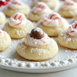 - 1 cup unsalted butter, softened to room temperature - 1 cup powdered sugar, plus extra for dusting - 2 &frac12; cups all-purpose flour, sifted - &frac12; teaspoon salt - 2 teaspoons pure vanilla extract - 1 teaspoon peppermint extract - 1 cup crushed candy canes - 24 Hershey's Kisses (regular or peppermint) These ingredients create a rich, buttery base for your cookies. The unsalted butter adds creaminess, while the powdered sugar gives sweetness. The sifted flour helps the cookies have a nice texture. Salt balances the sweetness, enhancing the flavors. Flavorings like vanilla and peppermint extracts add that festive touch. Candy canes give a crunch and visual appeal. Finally, Hershey's Kisses melt perfectly into the cookies, creating a delightful center. - Different decorations or toppings like sprinkles or chocolate drizzle - Serving suggestions for festive occasions such as cookie platters or gifts You can customize these cookies for any event. Try adding colorful sprinkles for kids&rsquo; parties or drizzling melted chocolate for a gourmet touch. They make great gifts or a centerpiece for holiday gatherings. Experiment with different toppings to make them your own! {{ingredient_image_2}} First, preheat your oven to 350&deg;F (175&deg;C). This ensures your cookies bake evenly. Next, line two baking sheets with parchment paper to keep the cookies from sticking. This simple step makes cleanup easy. In a large bowl, combine 1 cup of softened unsalted butter and 1 cup of powdered sugar. Use an electric mixer to beat them together. Mix until the mixture is light and fluffy, about 3 to 4 minutes. Now, pour in 2 teaspoons of vanilla extract and 1 teaspoon of peppermint extract. Mix again until everything blends well. In another bowl, whisk together 2 &frac12; cups of sifted all-purpose flour and &frac12; teaspoon of salt. This helps the salt spread evenly. Gradually add this mix to your wet ingredients, mixing on low speed. Stop mixing as soon as it comes together to avoid overmixing. Next, gently fold in 1 cup of crushed candy canes. Make sure to save a few for later. This adds fun flavor and crunch to your cookies. Now, take a tablespoon of dough and roll it into a ball. Place the balls on your prepared baking sheets, spaced about 2 inches apart. This helps them bake evenly. Bake the cookies for 10 to 12 minutes. Look for light golden edges as a sign they're ready. Once baked, remove the cookies from the oven. Press a Hershey's Kiss into the center of each warm cookie. Let them cool on the baking sheet for about 5 minutes. This helps the Kisses set. Then, transfer the cookies to wire racks to cool completely. When they are cool, dust them with extra powdered sugar and sprinkle the reserved crushed candy canes on top for a festive look. To get cookies that bake evenly, space them well on the sheet. Place them about 2 inches apart. This gap helps hot air circulate around each cookie. Check the cookies after 10 minutes. They should look light golden at the edges. If they are too soft in the center, give them a couple more minutes. To keep Candy Cane Kiss Cookies soft, store them in an airtight container. You can layer parchment paper between the cookies to prevent sticking. If you want extra softness, add a slice of bread to the container. The bread will help keep the cookies fresh and chewy. To make your cookies look festive, dust them with powdered sugar. You can also sprinkle more crushed candy canes on top. For a fun twist, melt some white chocolate. Drizzle it over the cookies for an extra touch. You could also use different candies instead of Kisses, like chocolate stars or seasonal M&Ms. Pro Tips Chill the Dough: If the dough feels too soft to handle, refrigerate it for 15-30 minutes. This will help the cookies retain their shape while baking. Use Fresh Candy Canes: For the best flavor and vibrant color, use fresh candy canes. Old candy canes can lose their flavor and become stale. Experiment with Flavors: Try adding a touch of almond extract or orange zest for a unique twist on the classic peppermint flavor. Store Properly: Keep the cookies in an airtight container to maintain their freshness. They can last up to a week at room temperature. {{image_4}} You can try different flavors for your cookies. Use white chocolate instead of Hershey's Kisses. For a twist, swap candy canes with crushed peppermint candies. You can also use crushed nuts like almonds or pecans for added crunch. If you want a fruity taste, consider adding dried cranberries. This gives a nice color and flavor. For gluten-free options, use a 1-to-1 gluten-free flour blend instead of all-purpose flour. Make sure it has xanthan gum for proper texture. If you want vegan cookies, replace the butter with coconut oil and use a plant-based egg substitute. A mix of flaxseed and water works great. For sugar, you can use coconut sugar to keep it vegan. You can adapt this recipe for other holidays. For Valentine&rsquo;s Day, use heart-shaped sprinkles and strawberry-flavored Kisses. At Easter, swap candy canes for pastel-colored candies like M&M's. For Halloween, use orange and black sprinkles with pumpkin spice flavoring. These easy swaps keep your festive treats fresh and fun! Store your Candy Cane Kiss Cookies at room temperature. Place them in an airtight container. They stay fresh for about a week. For longer shelf life, you can store them in the fridge. This keeps them soft and adds a cool taste. To freeze your cookies, first cool them completely. Place them in a single layer on a baking sheet. Freeze until solid, then transfer them to a freezer bag. This way, they won&rsquo;t stick together. When you want one, take it out and let it defrost at room temperature. Enjoy your tasty treat anytime! Yes, you can use regular chocolate Kisses. They will change the flavor a bit. The chocolate will mix well with the sweet peppermint taste of the cookie. Many people enjoy this twist on the cookie. To make your cookies softer or chewier, try using less flour. You can also bake them for a shorter time. Pull them out when they are still soft in the center. Let them cool on the baking sheet before moving them to a wire rack. The best way to crush candy canes is to place them in a zip-top bag. Use a rolling pin to crush them into small pieces. Make sure you crush them to the size you want. This way, you will have nice candy cane bits for your cookies. Yes, you can double the recipe! Just make sure to use a bigger mixing bowl. You may need to bake the cookies in batches. Keep an eye on the baking time since it might vary. These cookies can last about a week at room temperature. Store them in an airtight container. If you want them to last longer, you can freeze them for up to three months. Just make sure to wrap them well. This blog post covered every step to make delicious Candy Cane Kiss Cookies. We explored essential ingredients and optional variations. I shared tips for perfect baking and storing to keep your cookies fresh. You can adapt this recipe for any holiday or dietary need. Now, it&rsquo;s your turn to bake. Try these cookies for your next festive gathering. You&rsquo;ll impress your friends and family with your tasty treats. Happy baking and enjoy every bite!