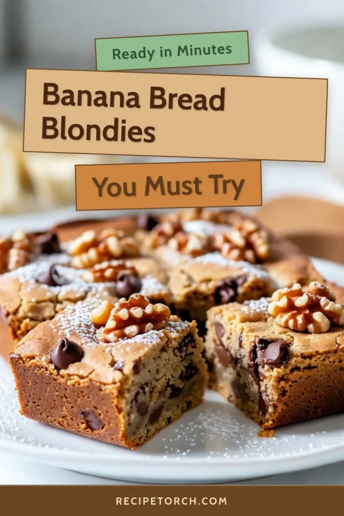 Indulge in these delicious banana bread blondies that combine the flavors of classic banana bread with the texture of moist, chewy blondies. This easy banana dessert is perfect for any occasion and features a delightful chocolate chip blondies recipe, complete with walnuts for added crunch. With just a few simple ingredients, you&rsquo;ll have a batch of scrumptious banana walnut blondies in no time. Save this recipe and satisfy your sweet tooth! #BananaBreadBlondies #EasyDessert #ChocolateChipBlondies #BananaWalnutBlondies