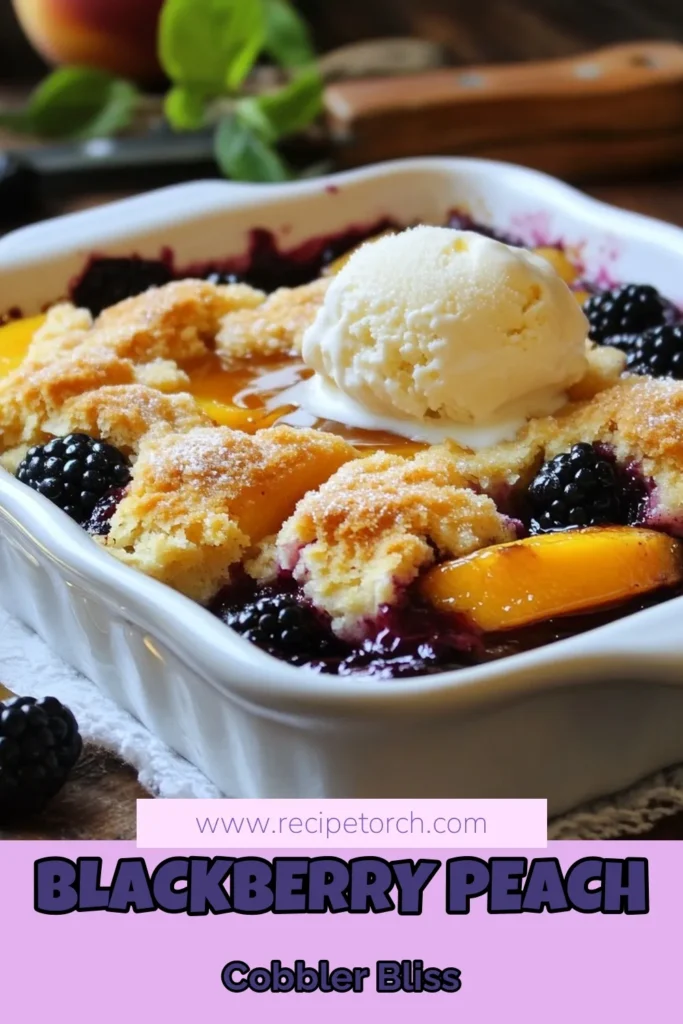Savor the flavors of summer with this delightful blackberry peach cobbler! This easy cobbler recipe combines fresh blackberries and peaches for a refreshing fruit dessert that's perfect for any occasion. Ideal for family gatherings or casual get-togethers, this homemade peach cobbler will impress your guests. Enjoy it warm with vanilla ice cream for a perfect summer dessert. Save this recipe today! #BlackberryPeachCobbler #EasyCobblerRecipe #FreshFruitDessert #SummerDessertRecipes