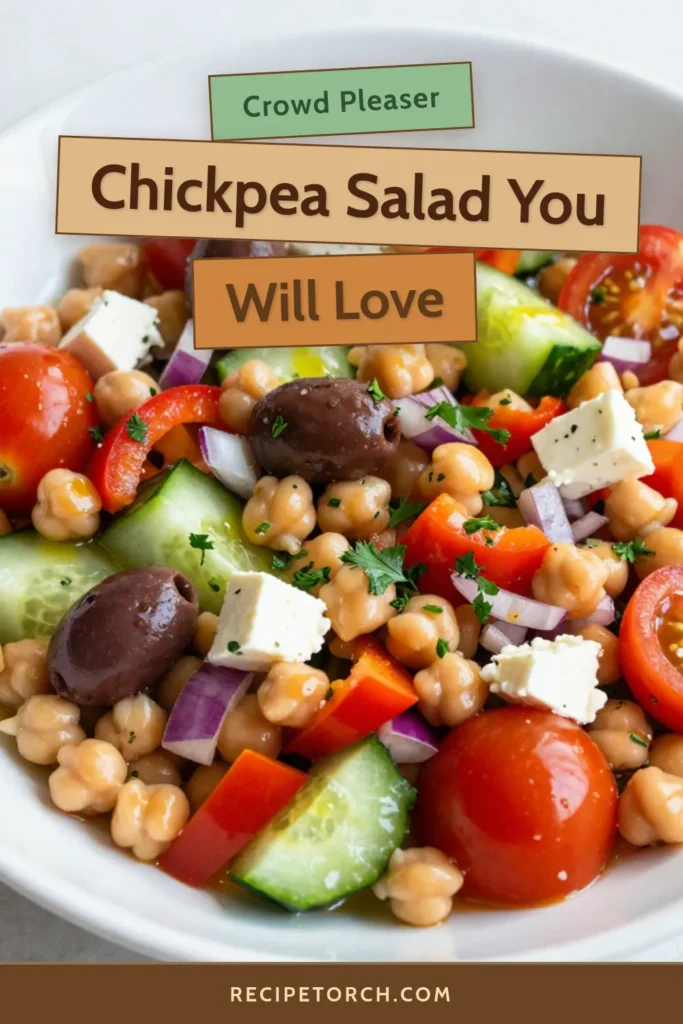 Discover a refreshing Mediterranean salad recipe that's perfect for any occasion! This chickpea salad is packed with fresh veggies, Kalamata olives, and a zesty dressing, making it one of the best healthy Mediterranean recipes. Easy to prepare and bursting with flavor, it's a must-try for salad lovers. Save this easy salad with olives for your next meal! Dive into deliciousness today! #MediterraneanSalad #ChickpeaSalad #HealthyRecipes #FreshVeggieSalad