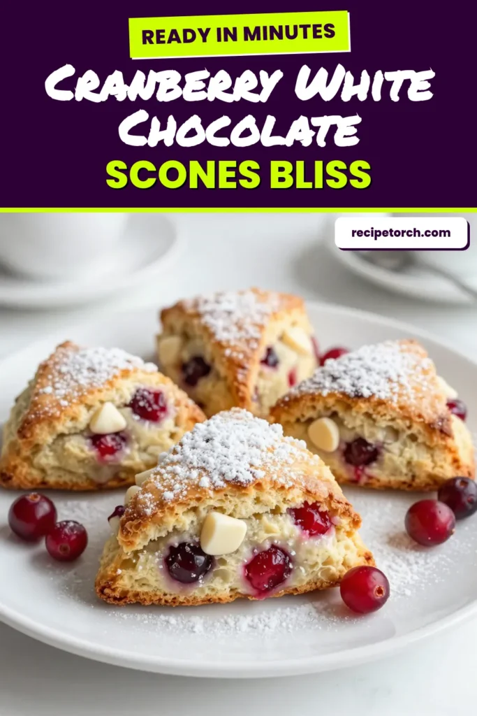 Indulge in the delightful flavors of homemade cranberry white chocolate scones! This easy scone recipe is perfect for fall baking and features a blend of tangy cranberries and rich white chocolate. Whether you're a seasoned baker or a beginner, this white chocolate scone recipe will elevate your brunch or dessert table. Get ready to impress your family and friends with these delicious treats. Save this recipe now and enjoy the comforts of homemade scones with cranberries! #CranberryScones #FallBaking #EasySconeRecipe #HomemadeScones