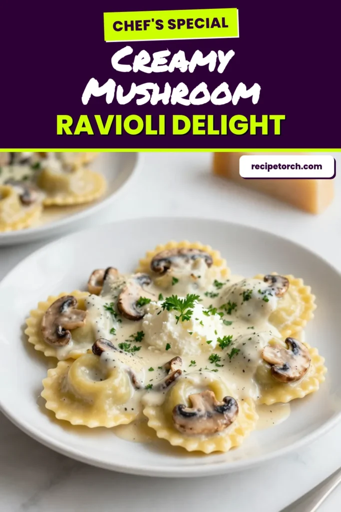 Indulge in this creamy mushroom ravioli recipe that combines homemade ravioli filling with a rich pasta with creamy sauce. Perfect for cozy dinners, this easy mushroom pasta recipe elevates your gourmet mushroom dishes to the next level. Impress your guests with this delicious, comforting dish. Ready to make your own? Save this recipe for your next cooking adventure! #CreamyMushroomRavioli #MushroomPasta #HomemadeRavioli #GourmetDishes