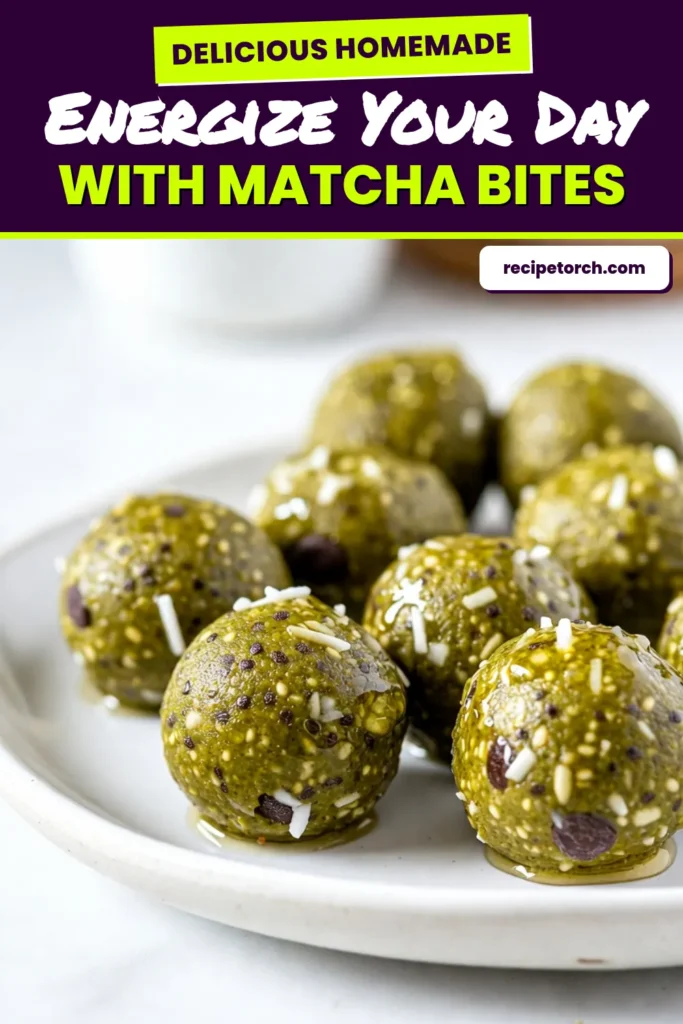 Looking for a quick and healthy snack recipe? Try these delicious matcha energy bites! Packed with rolled oats, unsweetened shredded coconut, almond butter, and matcha green tea powder, these no-bake matcha treats are perfect for a mid-day boost. Roll them into coconut energy balls or use them as almond butter energy bites. These nutrient-dense snacks are easy to make and great for meal prep. Save the recipe and enjoy a guilt-free treat anytime! #MatchaEnergyBites #HealthySnackRecipe #NoBakeTreats #CoconutEnergyBalls