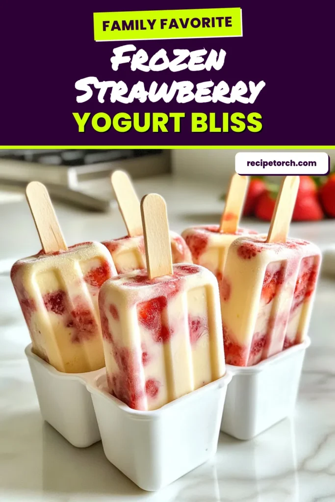 Cool off with delicious strawberry yogurt popsicles, a healthy popsicle recipe that&rsquo;s perfect for summer! Made with fresh strawberries and creamy Greek yogurt, these homemade fruit popsicles are not only refreshing but also nutritious. Enjoy a delightful strawberry dessert that's easy to prepare and will please everyone. Surprise your taste buds and try this fun recipe today! Save for later and share the joy! #StrawberryYogurtPopsicles #HealthyPopsicleRecipe #GreekYogurtPopsicles #RefreshingDessert