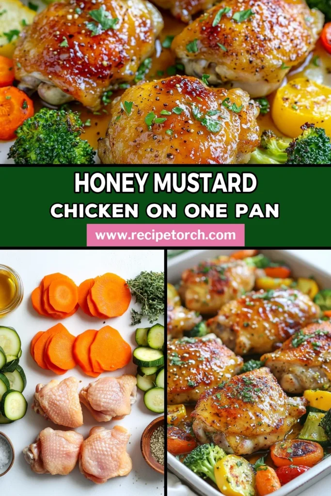 Discover the ultimate sheet pan chicken recipe with our Honey Mustard Sheet Pan Chicken & Veggies! This easy chicken and vegetables dish features delicious honey mustard chicken thighs, perfectly roasted with vibrant veggies like carrots, zucchini, and broccoli. It's a healthy sheet pan dinner ready in just 40 minutes. Perfect for busy weeknights! Save this recipe for a flavorful, hassle-free meal. #SheetPanDinner #HealthyEating #HoneyMustardChicken #EasyRecipes