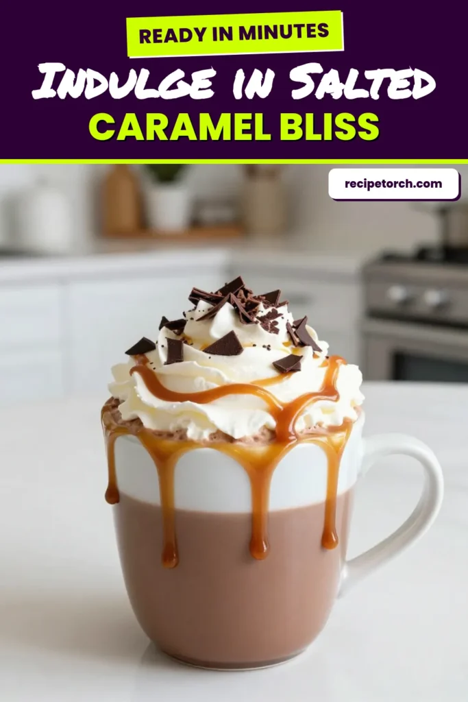 Indulge in the ultimate winter treat with this decadent salted caramel hot chocolate recipe! This creamy chocolate drink blends rich chocolate and homemade salted caramel, creating an indulgent beverage that's perfect for chilly nights. Impress your guests with this easy-to-make delight and savor every sip. Don&rsquo;t miss out&mdash;try this creamy creation today! Save this for your next cozy night in! #SaltedCaramelHotChocolate #DecadentHotChocolateRecipe #IndulgentWinterBeverages #HomemadeSaltedCaramelDrink