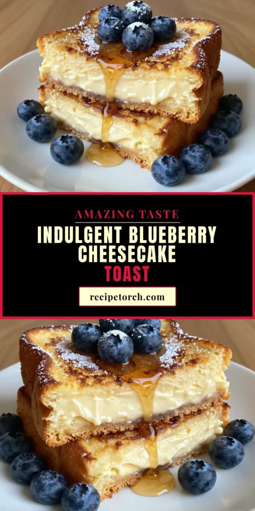 Indulge in the delightful taste of Blueberry Cheesecake French Toast, a creamy twist on your favorite breakfast. This easy cream cheese French toast recipe features thick slices of Challah or Brioche, layered with a scrumptious cream cheese filling and fresh blueberries. Perfect for brunch, these Breakfast French Toast ideas will impress your guests! Try this easy blueberry recipe today and make your mornings special. Save for later! #BlueberryCheesecakeFrenchToast #BreakfastIdeas #EasyBlueberryRecipes #FrenchToastRecipes