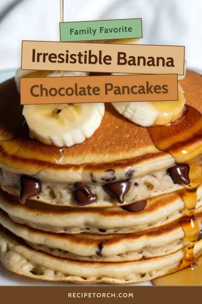 Indulge in these delightful banana chocolate chip pancakes for a perfect breakfast with chocolate chips! This easy pancake recipe guarantees fluffy banana pancakes that everyone will love. Made with ripe bananas and semi-sweet chocolate chips, these homemade chocolate chip pancakes are a delicious way to start your day. Try this simple recipe and savor every bite! Save this pin for your breakfast inspiration! #BananaChocolateChipPancakes #EasyPancakeRecipe #FluffyPancakes #BreakfastWithChocolateChips