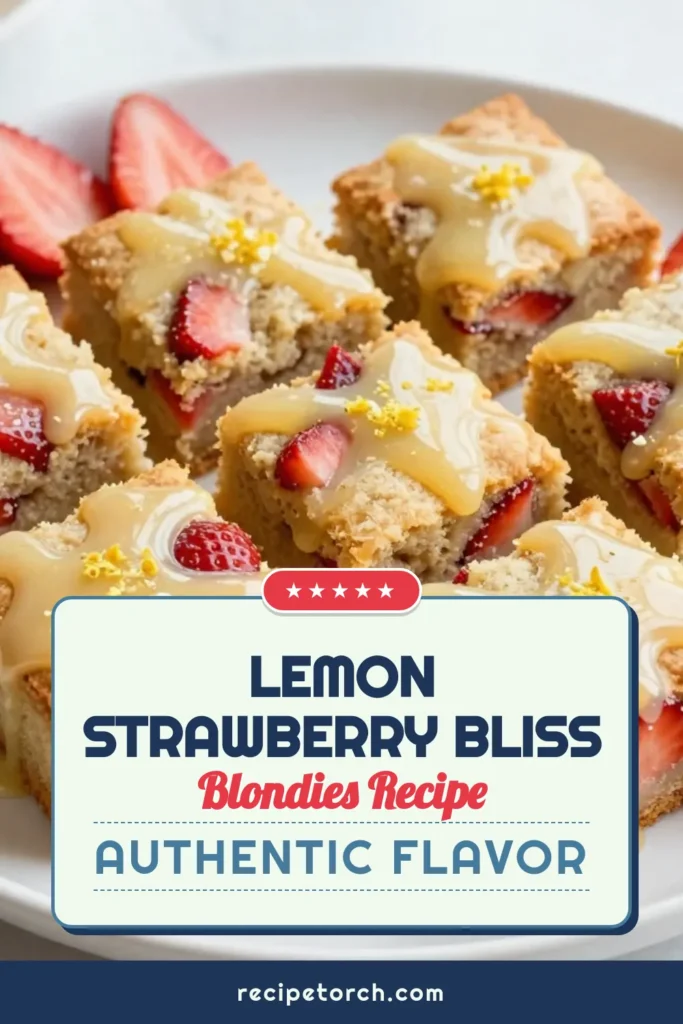 Discover the perfect summer treat with these easy strawberry lemon blondies! This blondie dessert recipe combines sweet strawberries and zesty lemon for a fruity blondies recipe that will delight your guests. Drizzle with a simple lemon glaze recipe for the ultimate finish. Perfect for gatherings or a cozy night in, this strawberry bakery treat is sure to impress. Save this recipe for your next baking adventure! #StrawberryLemonBlondies #BlondieDessert #EasyBaking #FruityDesserts