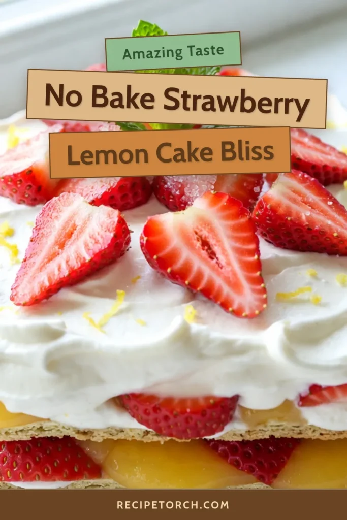 Indulge in this delicious Strawberry Lemon Icebox Cake, a no-bake strawberry dessert that's perfect for summer! With layers of creamy lemon curd and fresh strawberries, this easy strawberry dessert recipe is a must-try. Refresh yourself with this lemon curd icebox cake that's simple to make and sure to impress. Chill it, serve, and enjoy the delightful flavors! Save this refreshing summer cake recipe for your next gathering! #StrawberryLemonIceboxCake #NoBakeDessert #SummerTreats #EasyDesserts