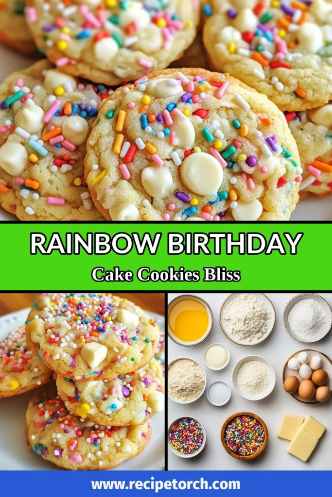 Indulge in the joy of baking with these funfetti birthday cake cookies! This easy birthday cookies recipe features rainbow sprinkles and creamy white chocolate chips, creating delightful treats that are perfect for any celebration. Impress your friends and family with these colorful cookie recipes that are sure to bring smiles. Try this funfetti birthday cake cookie recipe today and save it for your next party! #FunfettiCookies #BirthdayTreats #CookieRecipes #BakingFun