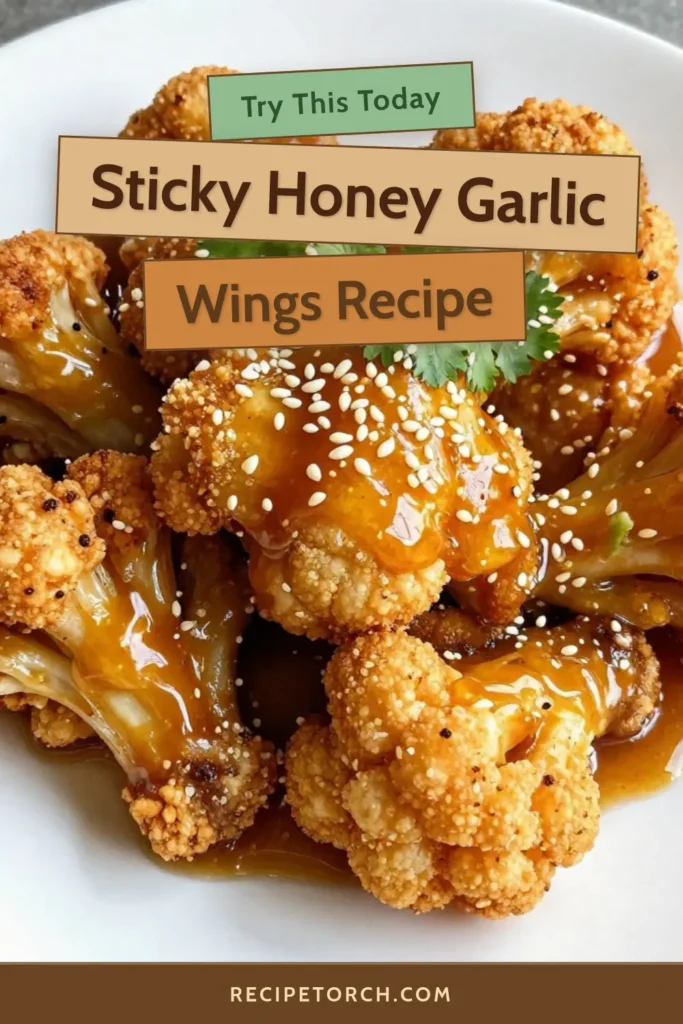 Satisfy your cravings with these sticky honey garlic cauliflower wings, a delightful twist on classic chicken wings! This vegan cauliflower wings recipe is not only easy to make but also gluten-free and baked to perfection. Drizzled with a mouthwatering honey garlic sauce, these baked cauliflower pieces are perfect for game night or a healthy snack. Try this delicious recipe today! Save for later! #VeganCauliflowerWings #BakedCauliflowerRecipe #GlutenFreeCauliflowerWings #HoneyGarlicSauceRecipe