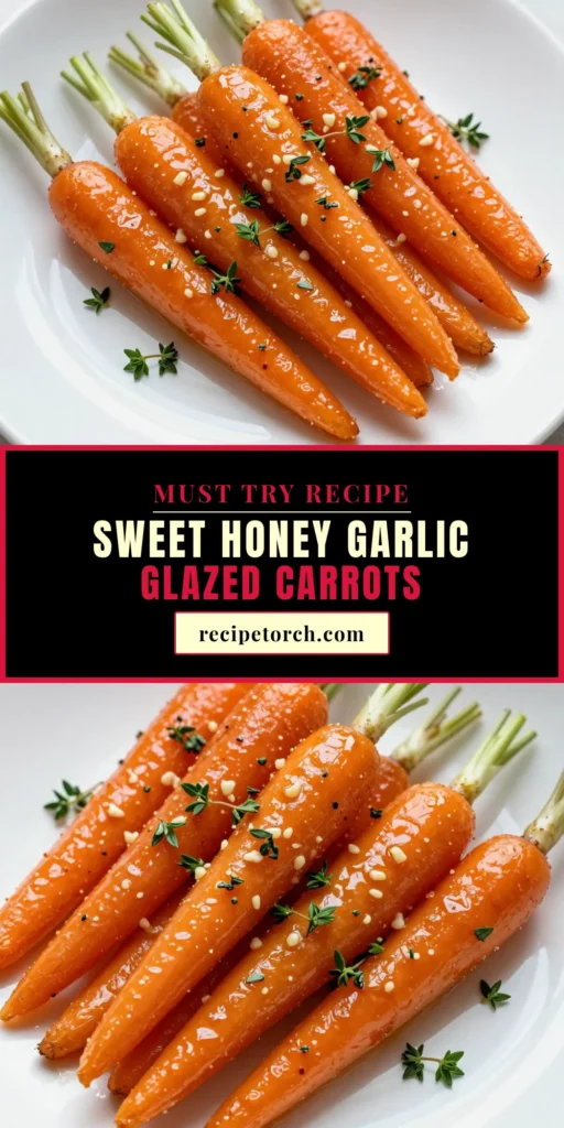 Looking for an irresistible side dish? Try these honey garlic glazed carrots! This easy carrot recipe combines the sweetness of honey with savory garlic, making it a perfect vegetable side dish for any meal. In just 20 minutes, you can whip up this glazed carrots recipe that&rsquo;s sure to impress. Don&rsquo;t forget to save this delicious recipe for your next dinner! #HoneyGarlicGlazedCarrots #EasyCarrotRecipes #VegetableSideDishes #GlazedCarrotsRecipe