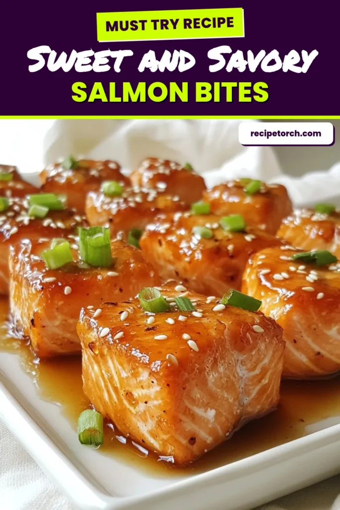 Indulge in these delicious maple glazed salmon bites! Perfect for a baked salmon appetizer, this easy salmon recipe is not only tasty but also gluten-free and packed with flavor. Whether you're looking for healthy seafood snacks or a crowd-pleasing dish, these salmon bites are sure to impress. Try this simple recipe and elevate your snacking game! Save this for your next gathering! #SalmonRecipes #HealthySnacks #GlutenFree #SeafoodSnack