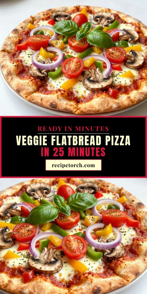 Looking for a delicious and easy flatbread recipe? Try this Supreme Veggie Flatbread Pizza! This healthy pizza recipe is packed with vibrant vegetarian pizza toppings, making it a perfect gluten-free flatbread pizza option. Enjoy a crispy crust topped with marinara sauce, melty cheese, and colorful veggies. Perfect for any occasion! Save this easy recipe for your next meal! #VeggieFlatbreadPizza #HealthyPizzaRecipe #GlutenFreeFlatbreadPizza #VegetarianPizzaToppings