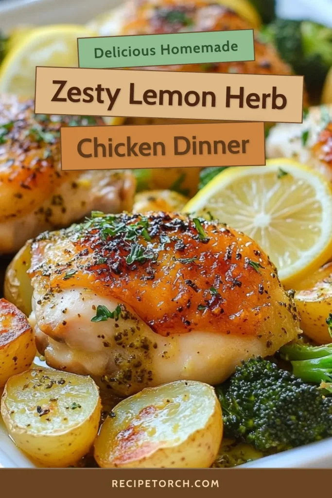 Discover the ultimate Lemon Herb Chicken Sheet Pan Dinner! This easy roasted chicken thighs recipe features succulent lemon garlic chicken paired perfectly with herb roasted vegetables like baby potatoes and broccoli. Ideal for busy weeknights, you’ll love the simplicity and delicious flavor. Get ready to savor every bite and impress your family. Click for the full recipe and taste the goodness! #LemonHerbChicken #SheetPanChickenRecipe #EasyRoastedChickenThighs #LemonGarlicChicken