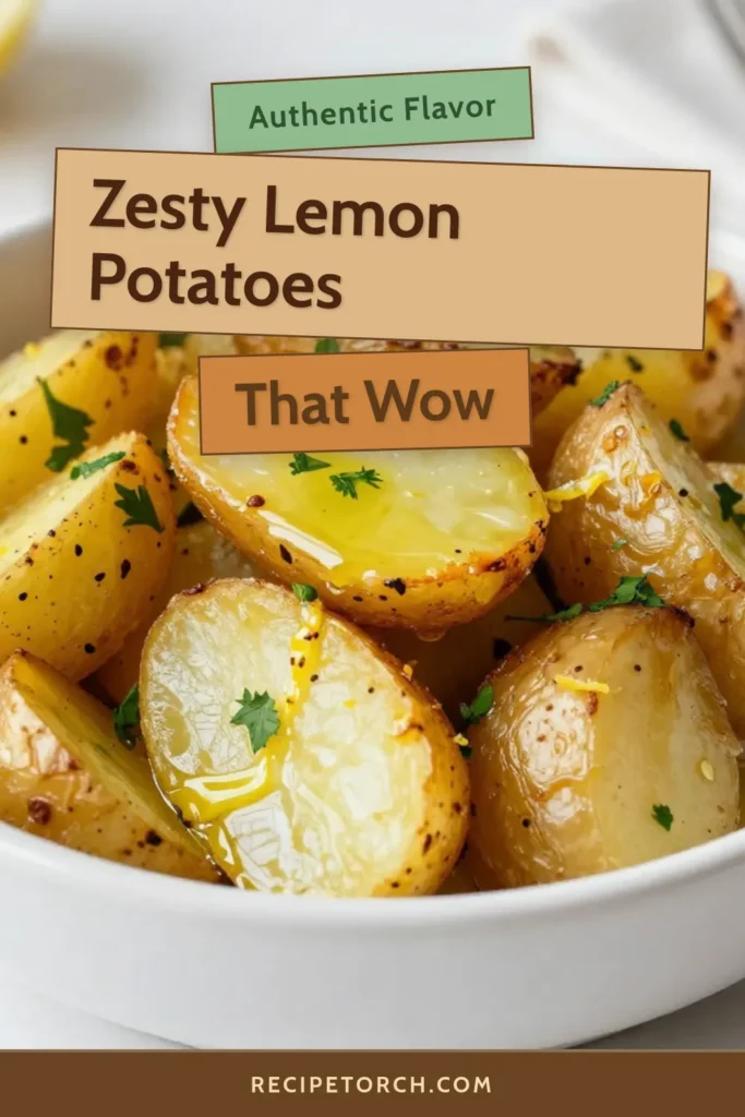 Discover the perfect zesty potato recipe with these Greek Lemon Potatoes! Roasted Yukon Gold potatoes are tossed in a flavorful mix of lemon juice, garlic, and oregano, making this a must-try Mediterranean side dish. Easy to prepare and bursting with flavor, these lemon garlic potatoes will elevate any meal. Try this delicious recipe today and impress your family! Save for later! #GreekLemonPotatoes #ZestyPotatoRecipe #MediterraneanSideDish #LemonGarlicPotatoes