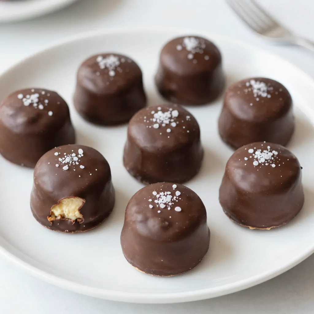 To make chocolate-covered cheesecake bites, you need simple ingredients that pack a lot of flavor. Here’s the full list you will need: - 8 oz cream cheese, softened to room temperature - 1/4 cup powdered sugar - 1 teaspoon pure vanilla extract - 1 cup graham cracker crumbs - 1 cup semi-sweet chocolate chips - 1 tablespoon coconut oil (or vegetable shortening) - Sea salt, for a finishing touch These ingredients come together to create a rich and creamy treat. The cream cheese gives the bites their smooth texture. The powdered sugar adds just the right amount of sweetness. Vanilla extract brings a warm flavor that pairs well with chocolate. Graham cracker crumbs add a crunchy element and help bind the mixture. The semi-sweet chocolate chips melt down to create a luscious coating. Coconut oil makes the chocolate smooth and easy to work with. Finally, the sea salt on top of the bites enhances the taste. It adds a surprising twist that balances the sweet chocolate and creamy cheesecake. Each ingredient plays a vital role in crafting these delightful bites. Enjoy gathering these items for a fun and tasty project! {{ingredient_image_2}} To start, gather your ingredients. You will need softened cream cheese, powdered sugar, and vanilla extract. In a large bowl, mix the cream cheese with the sugar and vanilla. Use an electric mixer to blend them. Beat until smooth and creamy. Next, we add the graham cracker crumbs. Gradually stir them into the cream cheese mixture. Mix until it feels cohesive but is still slightly crumbly. This texture helps when you shape the bites later. Now, it’s time to shape the bites. Use a small cookie scoop or your hands to form the mixture into balls. Aim for about 1 inch in diameter. Place these bites on a baking sheet lined with parchment paper. This makes cleanup easy. After shaping, it’s crucial to chill the bites. Transfer the baking sheet to the freezer. Let the bites chill for about 30 minutes. They should feel firm to the touch before you move to the next step. While the bites chill, prepare the chocolate coating. In a microwave-safe bowl, combine semi-sweet chocolate chips with coconut oil. Heat this mixture in the microwave. Do it in 30-second intervals, stirring each time. Stop when the chocolate is fully melted and smooth. Once the bites are firm, take them out of the freezer. Carefully dip each bite into the melted chocolate. Make sure they are fully coated. Allow any excess chocolate to drip back into the bowl. Return the dipped bites to the baking sheet. Before the chocolate sets, sprinkle a pinch of sea salt on each bite. This step enhances the flavor beautifully. Finally, place the baking sheet in the refrigerator for about 15 minutes. This will let the chocolate harden completely. To get the perfect texture, start with softened cream cheese. Use an electric mixer to blend it with powdered sugar and vanilla. Mix until smooth and creamy. This step is key to avoid lumps. Next, slowly add in the graham cracker crumbs. You want a mix that holds together but is not too wet. It should feel slightly crumbly yet cohesive. This helps you shape the bites easily. If it feels too dry, add a tiny bit of cream cheese. For a smooth coating, melt chocolate carefully. Use a microwave-safe bowl and add the chocolate chips and coconut oil. Heat in short bursts of 30 seconds. Stir after each burst to avoid burning. The chocolate should melt evenly and be glossy. If it gets too hot, it can seize. Keep an eye on it to ensure a smooth dip. If needed, you can always add a bit more coconut oil to help it along. Serving these bites can be fun! Arrange them on a decorative plate or a fun platter. Add fresh berries or mint leaves for color. This makes your dessert pop. You can even place them in cupcake liners for a neat look. Sprinkle a little sea salt on top for a tasty contrast. These small details make your treats feel special and inviting. Pro Tips Chill for Best Results: Ensure the cheesecake bites are thoroughly chilled before dipping them in chocolate. This helps them maintain their shape and prevents them from falling apart. Perfect Chocolate Coating: For a smoother chocolate coating, add coconut oil or vegetable shortening to the chocolate chips. This not only helps the chocolate melt more evenly but also gives it a glossy finish. Experiment with Flavors: Feel free to mix in different flavor extracts, such as almond or orange, to the cream cheese mixture for a unique twist on these bites. Presentation Matters: For an elegant presentation, arrange the bites on a decorative platter and garnish with fresh fruits or chocolate curls to impress your guests. {{image_4}} You can add fun flavors to your cheesecake bites. Try mixing in different extracts or spices. For example, almond extract adds a nice touch. You can also use lemon zest for a fresh taste. A dash of cinnamon or nutmeg can bring warmth. Just remember to keep the amounts small so they don’t overpower the cream cheese. Switch up your chocolate coating for variety. Instead of semi-sweet chocolate, you can use white chocolate. This gives a sweet and creamy taste. You can also try colored chocolate for fun occasions. Melted candy melts are great for this. They come in many colors and can make your bites pop. Explore exciting fillings for your cheesecake bites. You can mix in fruit purees like strawberry or raspberry. This adds a fruity twist. Nut butters, like almond or peanut, can also work well. They add richness and flavor. Feel free to get creative and try different combinations! To keep your chocolate-covered cheesecake bites fresh, store them in the fridge. Use an airtight container. Place parchment paper between layers if stacking. This helps prevent sticking. The cold air keeps the chocolate firm and tasty. You can freeze these bites for longer storage. First, place them on a baking sheet and freeze until solid. Then, transfer them to a freezer-safe bag or container. Label the bag with the date. To thaw, move them to the fridge for a few hours. This keeps the texture nice. When stored properly, these bites last about one week in the fridge. In the freezer, they can last up to three months. Check for any signs of freezer burn or off smells before eating. Enjoy them while they are fresh for the best taste! Yes, you can make these bites ahead of time. I suggest preparing them the day before your event. After dipping them in chocolate, store them in an airtight container in the fridge. They stay fresh for about a week. This makes them perfect for parties or gatherings. Just remember to let them chill for 15 minutes after dipping. This helps the chocolate set nicely. If you need a cream cheese substitute, consider using Greek yogurt. It gives a similar texture and tangy flavor. You can also try vegan cream cheese for a dairy-free option. Silken tofu blended until smooth is another great choice. Each of these alternatives will work well in this recipe, creating a delightful treat that fits your needs. You can find chocolate-covered cheesecake bites at many grocery stores. Look in the frozen dessert section or the bakery aisle. Some specialty shops also carry them. If you prefer online, check major retailers or gourmet food websites. They often offer ready-made options that save you time and effort. These chocolate-covered cheesecake bites combine simple ingredients for a tasty treat. We explored how to mix, form, and coat your bites step by step. Remember to use the right techniques for mixing and melting chocolate for a smooth finish. You can also get creative with flavors and coatings to make them your own. Store them properly to enjoy their best taste. With all this info, you’re ready to enjoy your delicious bites anytime!