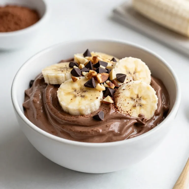 - 4 ripe bananas, peeled, sliced, and frozen - 2 tablespoons unsweetened cocoa powder - 1 tablespoon pure maple syrup (adjust to taste) - 1 teaspoon vanilla extract - Pinch of sea salt - Optional toppings: chopped nuts (such as walnuts or almonds), dark chocolate chips, or fresh berries (like strawberries or raspberries) To make Chocolate Banana Nice Cream, you need a few simple ingredients. The ripe bananas are key for a sweet, creamy base. Choose bananas with lots of brown spots. They taste sweeter and blend better. The unsweetened cocoa powder gives the nice cream its rich chocolate flavor. Use a good quality brand for the best taste. Pure maple syrup adds sweetness and a hint of caramel flavor. Adjust the amount based on your taste. Vanilla extract enhances the flavors in your nice cream. A pinch of sea salt balances the sweetness. It also brings out the chocolate flavor. Feel free to get creative with toppings! Chopped nuts add crunch, while dark chocolate chips bring extra sweetness. Fresh berries like strawberries or raspberries add a burst of tartness. These toppings make your nice cream look as good as it tastes! {{ingredient_image_2}} To make nice cream, you must freeze the bananas correctly. First, peel and slice the ripe bananas. Lay the slices flat on a baking sheet. Make sure they do not touch each other. Freeze them for at least two hours. This way, they freeze evenly. Using ripe bananas is key. Ripe bananas are sweeter and have a creamy texture. They make your nice cream taste amazing. Once your bananas are frozen, it’s time to blend. Place the frozen banana slices in a food processor. Add the unsweetened cocoa powder, pure maple syrup, vanilla extract, and a pinch of sea salt. Blend on high speed for 1-2 minutes. Stop to scrape down the sides. This ensures all the ingredients mix well. You want a creamy and smooth texture. If it looks chunky, keep blending. After blending, taste your nice cream. If it’s not sweet enough, add a little more maple syrup. Blend for a few seconds to mix it in. Now, you can serve it right away as soft-serve. If you want it firmer, transfer it to a shallow dish and freeze for 1-2 hours. When ready to serve, scoop it out. Top it with chopped nuts, dark chocolate chips, or fresh berries for extra flavor and fun! To make chocolate banana nice cream, use fully frozen bananas. This step is key. When bananas freeze, they become creamy and smooth. If they are not frozen enough, your nice cream may turn out icy or chunky. As you blend, stop the food processor often to scrape down the sides. This helps mix all the ingredients well. If you miss this step, some bits may remain unblended. Aim for a silky texture by ensuring everything gets mixed evenly. You can make your nice cream even better by adding nut butters or spices. A scoop of peanut butter or a sprinkle of cinnamon can create new flavors. If you want a richer taste, try adding a bit of espresso powder too. For sweeteners, maple syrup works great, but you can use honey or agave syrup. Adjust the sweetness to fit your taste. Just remember to add a little at a time, then blend and taste again. Get creative with how you serve your nice cream! You can scoop it into bowls or cones. Top it with chopped nuts, dark chocolate chips, or fresh berries for fun flavors. The colors and textures will make it look appetizing. For a more beautiful presentation, use a piping bag to swirl the nice cream into cups. This adds a special touch that makes it feel like a fancy dessert. Enjoy the delight of a summer treat! Pro Tips Choose Ripe Bananas: The riper the bananas, the sweeter your nice cream will be. Look for bananas with brown spots for optimal flavor. Experiment with Sweetness: Adjust the amount of maple syrup based on your personal preference. You can also try other sweeteners like agave or honey. Freeze for Texture: If you prefer a firmer texture, freeze the nice cream for a couple of hours after processing. This will give it an ice cream-like consistency. Mix in Flavor Variations: Feel free to add other ingredients like peanut butter, coconut milk, or spices such as cinnamon for a unique flavor twist. {{image_4}} You can mix things up with different flavors in your nice cream. Here are two fun ideas: - Mint chocolate nice cream: Add a few drops of peppermint extract to the mix. This gives your nice cream a fresh twist. It tastes like a mint chocolate chip ice cream, but healthier! - Peanut butter chocolate nice cream: Blend in a couple of tablespoons of peanut butter. This combo is rich and creamy. It adds a nutty flavor that pairs perfectly with chocolate. Toppings can make your nice cream even more delicious. Here are some tasty options: - Nut options: Try walnuts, almonds, or pecans. They add crunch and healthy fats. Just chop them up before sprinkling on top. - Fruit options: Fresh berries like strawberries or raspberries work great. They add sweetness and a pop of color. You can even add banana slices for more banana flavor. Chocolate banana nice cream is great for many diets. Here’s how to adapt it: - Vegan-friendly adaptations: This recipe is already vegan since it uses bananas, cocoa, and maple syrup. Enjoy without worry! - Gluten-free options: All the ingredients are gluten-free. You can serve this nice cream to anyone without gluten concerns. To keep your nice cream fresh, use an airtight container. This prevents freezer burn. You can also cover it tightly with plastic wrap. Store the nice cream in the freezer for up to two weeks. After that, it may lose flavor and texture. When you’re ready to enjoy your nice cream, let it sit at room temperature. Wait about 5 to 10 minutes to soften it slightly. This makes it easier to scoop. Use a sturdy ice cream scoop for the best results. If it's too hard, run the scoop under warm water for a few seconds. Enjoy your delicious treat! Yes, you can use other fruits! Nice cream is quite flexible. Instead of bananas, try: - Frozen strawberries - Frozen mango chunks - Frozen peaches - Frozen avocados These fruits blend well and add unique flavors. Just remember, bananas give a creamy base. Without them, your nice cream may have a different texture. Yes, this recipe is great for kids. It's made from simple, healthy ingredients. Here are some nutritional points: - Bananas provide potassium, which helps with muscle function. - Cocoa powder is rich in antioxidants. - Maple syrup adds sweetness without refined sugar. This treat is a fun way to get kids excited about healthy foods. To lower the calories, consider these tips: - Use less maple syrup. Start with half a tablespoon. - Skip the nuts and chocolate chips for toppings. - Serve smaller portions. These changes can help cut calories while keeping the taste enjoyable. This blog post covered how to make delicious nice cream using ripe bananas and cocoa powder. We explored step-by-step instructions for freezing bananas, blending ingredients, and adjusting sweetness. I shared tips for the best texture, creative serving ideas, and variations for different flavors. You can also store nice cream properly and adapt it for any diet. Making this treat is simple and fun, perfect for kids and adults alike. Enjoy your healthy dessert, and get creative with flavors and toppings. Your next nice cream masterpiece is just around the corner!