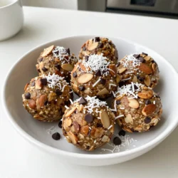 - 1 cup almond flour - 1 cup rolled oats - 1/2 cup unsweetened shredded coconut - 1/2 cup dark chocolate chips or cacao nibs - 1/2 cup creamy almond butter - 1/4 cup honey or pure maple syrup - 1 teaspoon pure vanilla extract - 1/2 teaspoon sea salt - 1/4 cup chopped almonds These main ingredients bring the joy of Almond Joy to your energy balls. The almond flour gives a nutty base. Rolled oats add fiber and texture. Shredded coconut brings sweetness and chewiness. Dark chocolate or cacao nibs provide rich flavor. Almond butter acts as a creamy binder. Honey or maple syrup adds natural sweetness. Vanilla extract enhances all the flavors. Sea salt balances the sweetness. Lastly, chopped almonds add crunch. You can add a few extras to boost flavor: - A pinch of cinnamon for warmth - A tablespoon of chia seeds for more nutrients These optional ingredients are not needed but can elevate the taste. Cinnamon adds a cozy touch. Chia seeds provide fiber and omega-3s. Each energy ball has about: - Calories: 120 - Protein: 3g - Carbs: 10g - Fat: 8g - Fiber: 2g These bites are not just tasty; they also give energy. They are great for a quick snack or a post-workout treat. With wholesome ingredients, they help you stay fueled and satisfied. Enjoy these bites as part of a balanced diet. {{ingredient_image_2}} First, gather all your ingredients. You need almond flour, rolled oats, shredded coconut, dark chocolate chips, almond butter, honey, vanilla extract, sea salt, and chopped almonds. In a large bowl, mix the almond flour, oats, shredded coconut, and sea salt. Use a whisk to combine them well. This step ensures there are no clumps in your dry mix. Next, add the creamy almond butter, honey (or maple syrup), and vanilla extract to the bowl. Stir with a spatula until a sticky dough forms. If it feels too dry, add a splash of water or more almond butter. You want it to hold together. Then, fold in the dark chocolate chips and chopped almonds. Make sure they are spread evenly through the mixture. This adds a nice crunch and rich flavor. Now it&rsquo;s time to shape your energy balls. With clean hands, take a portion of the mixture and roll it into a ball about one inch wide. Press firmly so they stay together. Place the rolled balls on a baking sheet lined with parchment paper. Leave some space between each ball. This keeps them from sticking together. After shaping, put the baking sheet in the fridge for at least 30 minutes. This helps the energy bites firm up and makes them easier to eat. Once they are chilled, transfer the energy balls to an airtight container. Store them in the fridge to keep them fresh. They last about one week. These steps give you tasty Almond Joy Energy Balls that are easy to make and perfect for snacking! To get the right texture for your Almond Joy energy balls, start with the right mix. Combine the almond flour and oats well. If your mixture feels too dry, add a splash of water or more almond butter. The dough should be sticky but still hold its shape. If it's crumbly, keep mixing. You can make these energy balls your own. Add different nuts like walnuts or pecans for a new crunch. Switch up the chocolate chips with butterscotch or white chocolate. If you like spice, try adding a pinch of cinnamon for warmth. You can also mix in dried fruits for added sweetness and texture. Serve your energy balls in a fun bowl. You can sprinkle some extra shredded coconut on top for a nice touch. Use colorful liners for each ball if you want to make them pop. These tasty bites are great for snacks or after workouts. Enjoy them with friends or pack them for lunch! Pro Tips Use Fresh Ingredients: Ensure that your almond flour and shredded coconut are fresh for the best flavor and texture. Experiment with Sweeteners: Feel free to substitute honey with agave syrup or use stevia for a lower-calorie option. Customize Your Mix-ins: Add dried fruits like cranberries or apricots for extra sweetness or a variety of nuts for different textures. Store Properly: Keep your energy bites in an airtight container in the fridge to maintain freshness and flavor for longer. {{image_4}} If you want a nut-free option, swap the almond flour for oat flour. You can also use sunflower seed butter in place of almond butter. This keeps the taste rich and fun while avoiding nuts. You can add pumpkin seeds for crunch if you like. You can mix things up with flavors! Try adding dried fruit like cherries or cranberries. These add a nice chew and sweetness. You can also use white chocolate chips instead of dark ones for a creamy twist. Another great idea is to add a pinch of cinnamon for warmth. To make these energy balls vegan, use maple syrup instead of honey. For the almond butter, choose a nut-free butter if needed. You can also use vegan chocolate chips or cacao nibs. This way, you keep the classic taste while making it plant-based. To keep your Almond Joy energy balls fresh, store them in an airtight container. This will help hold in moisture and flavor. You can leave them in the fridge for up to one week. If you want to keep them longer, try freezing them. Just make sure they are tightly sealed to avoid freezer burn. Freezing is a great way to save your energy balls for later. To freeze, first, place the rolled balls on a baking sheet. Make sure they are not touching. Freeze them for about an hour until firm. Once frozen, transfer them to a freezer-safe bag or container. They can last for up to three months in the freezer. When you want to eat one, just take it out and let it thaw for a few minutes. To ensure your energy balls stay tasty, check for any signs of spoilage. Look for changes in color or smell. If they feel hard or dry, they may not taste as good. For best quality, eat them within one week if stored in the fridge. When frozen, they can last longer, but you&rsquo;ll want to enjoy them within three months for the best taste. Yes, you can use any nut butter you like! Peanut butter, cashew butter, or sunflower seed butter all work well. Just remember that each nut butter has its own taste. This will change the flavor of your energy balls. Feel free to experiment and find what you enjoy most. To make these energy balls vegan, swap the honey for maple syrup or agave nectar. Both options provide sweetness without using animal products. Ensure that your chocolate chips or cacao nibs are dairy-free as well. This way, you keep the yummy taste while staying vegan. If you need a substitute for honey or maple syrup, try using agave nectar or brown rice syrup. Both options add sweetness and stickiness to the mixture. You can also use date syrup for a rich flavor. Just adjust the amount to taste. Almond Joy energy balls are simple to make and tasty to eat. You learned the key ingredients, step-by-step instructions, and helpful tips. I shared variations to fit your needs and ideas for storage. You can customize these snacks to match your tastes. Remember, they are great for sharing or enjoying on your own. Now get in the kitchen and have fun making your own Almond Joy energy balls!