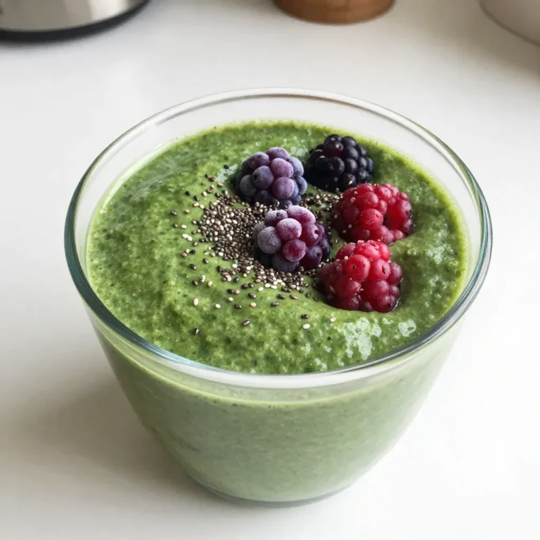I use 1 cup of fresh spinach leaves. Spinach adds nutrients and a lovely green color. It’s rich in vitamins A and C. This leafy green also offers iron and fiber. You won’t taste it much, but you’ll feel great! I prefer 1/2 cup of frozen mixed berries. This mix usually includes blueberries, raspberries, and strawberries. Berries are sweet and full of antioxidants. They also help to balance the smoothie’s flavor. Plus, using frozen berries keeps your drink cool and refreshing. I add 1 ripe banana to the mix. Bananas add creaminess and natural sweetness. They also provide potassium and energy. Make sure it's ripe for the best flavor! I use 1/2 cup of Greek yogurt. It gives a creamy texture and adds protein. If you want a dairy-free option, choose a plant-based yogurt. Both options work well and keep the smoothie smooth. For the liquid, I add 1 cup of almond milk. You can use any milk you like. Almond milk is light and nutty. It adds a nice touch without overpowering the flavors. I sometimes add 1 tablespoon of honey or maple syrup. This is optional, but it boosts sweetness. Taste your smoothie first! You may not need extra sugar if your fruits are sweet enough. For an extra health kick, I sprinkle in 1 tablespoon of chia seeds. These tiny seeds are full of fiber and omega-3 fatty acids. They help make the smoothie more filling. Plus, they add a fun texture! {{ingredient_image_2}} Start by rinsing the fresh spinach leaves under cold water. This helps remove dirt or grit. After washing, pat the leaves dry with a clean kitchen towel. This step ensures your smoothie won’t be watery. In a blender, add the spinach, frozen mixed berries, and a ripe banana. Peel and chop the banana first for easier blending. Next, add Greek yogurt and almond milk. Blend on high until everything is smooth. If you like your smoothie sweeter, add honey or maple syrup now. Blend again briefly. If the smoothie is too thick, pour in a bit more almond milk. Blend until you reach your desired consistency. Once blended, taste your smoothie to check the flavor. If it needs more sweetness, add more honey or syrup and blend briefly. Pour the smoothie into two glasses. For a nice touch, garnish with whole berries or chia seeds on top. Enjoy! To make a great smoothie, pick ripe and tasty berries. Blueberries, raspberries, and strawberries work best together. You can use fresh or frozen berries. Frozen berries give your smoothie a nice chill. If you want a sweeter taste, choose ripe strawberries. They add a lovely flavor. Sweetness is key for a perfect smoothie. Taste your smoothie before serving. If it needs more sweetness, add honey or maple syrup. Start with a small amount, like a teaspoon. Blend it again and taste. You can always add more, but you can't take it out! If you want a dairy-free option, switch Greek yogurt for a non-dairy yogurt. Coconut or almond yogurt is a great choice. For milk, use almond milk, coconut milk, or oat milk. These choices still give a creamy texture without dairy. Blend your smoothie on high speed. This helps mix everything well. If it feels too thick, add more almond milk. Blend again until smooth. You want it creamy and easy to drink. Don’t rush this step; a good blend makes all the difference! Pro Tips Choose Quality Ingredients: Fresh and high-quality spinach and berries will significantly enhance the flavor and nutritional value of your smoothie. Adjusting Thickness: If your smoothie is too thick, gradually add more almond milk until you reach your desired consistency. Freeze Your Banana: For a creamier texture, freeze your ripe banana beforehand. This will make your smoothie colder and thicker. Experiment with Flavors: Don’t hesitate to try different fruits or add-ins like protein powder or nut butter for a unique twist on your smoothie. {{image_4}} You can switch up the greens in this smoothie. Kale or Swiss chard works well. Both add great nutrients and taste. Just make sure to wash them well. You might want to use less kale, as it has a strong flavor. Spinach is mild, so it blends nicely. Almond milk is my go-to, but you can try other types. Coconut milk gives a creamy texture. Soy milk is a good choice for protein. You could even use oat milk for a nut-free option. Each one brings a unique flavor and texture. Want to make your smoothie more filling? Add protein powder or nut butter. A scoop of vanilla protein powder adds flavor and boosts protein. Almond or peanut butter gives healthy fats. Just a tablespoon is enough to make a difference. Fruits change with the seasons, and so can your smoothie! In summer, fresh peaches or cherries can be delightful. In winter, try frozen mango or pomegranate seeds for a burst of flavor. This keeps your smoothie fresh and exciting all year round. To keep your Triple Berry Spinach Smoothie fresh, store it in the fridge. Use a sealed jar or container. This keeps air out and helps maintain flavor. Enjoy it within one day for the best taste. If you can, give it a good shake before drinking. This ensures all the ingredients mix well again. You can freeze parts of your smoothie for later. Freeze your mixed berries or banana slices. Place them in a freezer bag, and squeeze out all the air. This way, they stay fresh and ready to blend. You can also freeze spinach leaves. Just wash and dry them first, then freeze in small portions. This helps you make a quick smoothie anytime. If your smoothie has been in the fridge, it might separate. Just pour it back into the blender. Add a splash of almond milk to help it blend smoothly again. Blend until it’s creamy and well mixed. This step brings back the fresh taste. If you need to, add a bit more sweetener to brighten the flavor. To make a smoothie thicker, add more frozen fruit. You can also use less liquid. For a thinner smoothie, pour in extra almond milk or water. Blend again to mix. This way, you can control the texture based on your taste. Yes, you can use fresh berries instead of frozen ones. However, frozen berries help make the smoothie cold and thick. If you use fresh berries, add ice cubes to keep it cool. This adds a nice chill to your drink. Spinach is rich in vitamins A, C, and K. It also contains iron and calcium. Berries are packed with antioxidants and fiber. Eating them may help boost your immune system. Together, they make a power-packed drink for your health. A smoothie can last up to 24 hours in the fridge. If you want it to stay fresh, store it in an airtight container. Give it a good shake before drinking. The texture may change, but it will still taste good! This blog post covered how to make a healthy and tasty smoothie. We explored key ingredients like fresh spinach and mixed berries. You learned step-by-step instructions for blending these together. I shared tips on how to customize sweetness and texture. We also looked at fun variations and easy storage methods. In the end, smoothies are a great way to add nutrition to your diet. Enjoy experimenting with different flavors and ingredients. Make each smoothie your own!