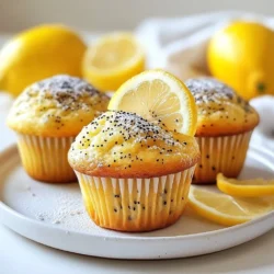 To make these delicious muffins, gather the following items: - 1 &frac12; cups all-purpose flour - 1 teaspoon baking powder - &frac12; teaspoon baking soda - &frac14; teaspoon salt - 1 tablespoon poppy seeds - 1 cup granulated sugar - 1 large egg - &frac12; cup plain Greek yogurt - &frac12; cup vegetable oil - 2 tablespoons fresh lemon juice - Zest of 2 lemons - &frac12; teaspoon vanilla extract You can add extra flavors to your muffins. Here are some great ideas: - &frac12; cup blueberries for a fruity touch - &frac14; cup chopped nuts, like walnuts or almonds - A pinch of cinnamon for warmth - Swap lemon juice with orange juice for a twist Choose fresh ingredients for the best taste. Here&rsquo;s how: - Look for bright yellow lemons with smooth skin. - Check the expiration date on your baking powder and soda. - Use full-fat Greek yogurt for creaminess. - Choose high-quality vanilla extract for rich flavor. By focusing on quality ingredients, you ensure your muffins taste their best. {{ingredient_image_2}} 1. First, heat your oven to 350&deg;F (175&deg;C). 2. Line a 12-cup muffin tin with paper liners or spray with non-stick spray. 3. In one bowl, mix the flour, baking powder, baking soda, salt, and poppy seeds. Make sure there are no lumps. 4. In another bowl, beat the sugar and egg until light and fluffy, about 2-3 minutes. 5. Add the yogurt, oil, lemon juice, lemon zest, and vanilla to the egg mixture. Stir until smooth. 6. Fold the dry mix into the wet mix gently. Stop when just combined. Small lumps are okay. 7. Fill each muffin cup about two-thirds full with batter. 8. Bake for 18-20 minutes. Use a toothpick to check if they&rsquo;re done. - Preheating the oven: This step ensures even baking. - Mixing dry ingredients: Whisk well to avoid clumps. - Beating the egg and sugar: This adds air for fluffiness. - Folding the mixtures: Do this gently to keep the muffins light. - Checking for doneness: Remove muffins once the toothpick is clean. Using room-temperature ingredients helps them blend better. Cold ingredients can make the batter lumpy. Mixing techniques matter too. Overmixing can lead to dense muffins. Always fold gently to keep your muffins airy and moist. Baking can be tricky. Here are some mistakes to watch for: - Overmixing the batter: This can make muffins tough. Mix until just combined. - Not measuring ingredients correctly: Use measuring cups and spoons for accuracy. - Skipping the oven preheat: Always preheat your oven. This helps muffins rise well. - Filling muffin cups too full: Fill them only two-thirds full to prevent overflow. To make your muffins light and moist, try these tips: - Use room temperature ingredients: This helps the batter blend smoothly. - Add Greek yogurt: It gives muffins moisture and a tasty tang. - Include lemon zest: This adds a bright flavor that makes muffins pop. - Let batter rest: Allow it to sit for about 10 minutes before baking. Having the right tools makes baking easier. Here are some essentials: - Muffin tin: A standard 12-cup tin works great. - Mixing bowls: Use one for dry and another for wet ingredients. - Electric mixer or whisk: This helps you beat the egg and sugar mixture well. - Spatula: A silicone spatula is perfect for folding in the dry ingredients. - Wire rack: This allows muffins to cool evenly after baking. Pro Tips Use Fresh Ingredients: Ensure your lemons are fresh for maximum zest and juice flavor. This will enhance the overall taste of your muffins. Don&rsquo;t Overmix: When combining the wet and dry ingredients, mix until just combined. Overmixing can lead to dense muffins. Cool Before Serving: Allow the muffins to cool completely on a wire rack to maintain their texture and prevent sogginess. Experiment with Add-Ins: Consider adding blueberries or chopped nuts to the batter for added flavor and texture variations. {{image_4}} You can easily change the taste of your lemon poppy seed muffins. Adding fruit makes them fun and bright. For a twist, fold in 1 cup of fresh blueberries or 1 cup of dried cranberries into the batter. Both fruits pair well with lemon. Blueberries add sweetness, while cranberries give a slight tartness. If using frozen fruit, make sure to thaw and drain them. This helps keep the batter from getting too wet. If you need a gluten-free option, it's easy to adjust this recipe. Substitute the all-purpose flour with 1 &frac12; cups of gluten-free flour blend. Make sure the blend includes xanthan gum. This helps mimic the texture of regular flour. Follow the same steps in the recipe. The muffins will still be delicious and moist. Remember to check that all your other ingredients, like baking powder, are also gluten-free. You can make different sizes of muffins from this recipe. For mini muffins, fill each cup only halfway. Bake them for about 10-12 minutes. Keep an eye on them as they bake. For jumbo muffins, fill the cups nearly to the top and bake for 25-30 minutes. Adjust your baking time based on the size to ensure they cook evenly. Each size has its charm, so have fun experimenting! To keep your Lemon Poppy Seed Muffins fresh, place them in an airtight container. This helps to lock in moisture and flavor. You can store them at room temperature for up to three days. If you want to keep them longer, refrigeration is an option, but it may change the texture slightly. Freezing muffins is a great way to save them for later. First, let the muffins cool completely. Then, wrap each muffin in plastic wrap. After that, place the wrapped muffins in a freezer-safe bag or container. They can last for up to three months in the freezer. When you're ready to enjoy them, simply thaw in the fridge or at room temperature. To reheat your muffins, preheat the oven to 350&deg;F (175&deg;C). Place the muffins on a baking sheet and cover them loosely with foil. Heat for about 10 minutes. This method keeps them moist and warm without drying them out. You can also use a microwave; just heat for 15-20 seconds. Be careful not to overheat, or they might get tough! You can use sour cream as a substitute for Greek yogurt. It has a similar texture and taste. You can also use buttermilk or even a non-dairy yogurt if you prefer a dairy-free option. Each choice will give your muffins a slightly different flavor but will keep them moist. To check if your muffins are ready, insert a toothpick into the center of one muffin. If it comes out clean or with a few moist crumbs, the muffins are done. You can also gently touch the top; it should spring back slightly. Overbaking can make them dry, so keep an eye on the time. Yes, you can use lemon extract instead of fresh lemon juice. Use about one teaspoon of extract for every tablespoon of juice. However, fresh lemon juice adds a bright flavor that extract cannot fully replace. If you have fresh lemons, I recommend using them for the best taste. Lemon Poppy Seed Muffins can be healthier than some traditional muffins. They often have less fat if you use Greek yogurt, and they are full of flavor without excess sugar. Plus, the lemon and poppy seeds add nutrients. However, always check the sugar and fat content in your recipe to make the best choice for your diet. To make Lemon Poppy Seed Muffins, start with fresh ingredients for the best taste. Follow the step-by-step instructions for easy baking, keeping in mind key techniques for perfect muffins. Avoid common mistakes with expert tips, and explore various flavor options to fit your taste. Store your muffins correctly to keep them fresh and delicious. With these guidelines, you can enjoy delightful muffins anytime. Embrace the joy of baking and share your tasty results with friends and family!