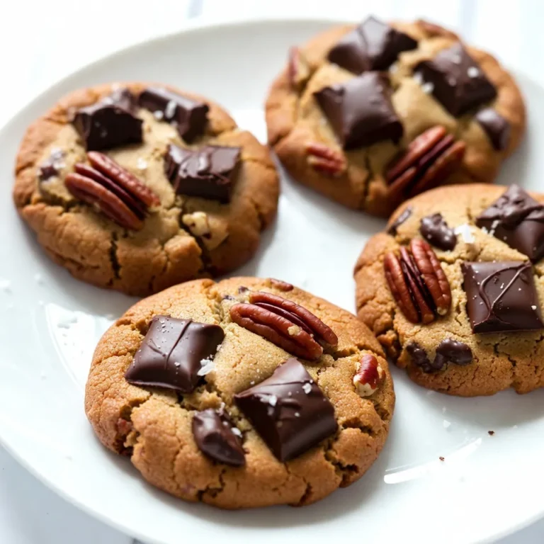 To make delicious brown butter chocolate chunk cookies, you need the right ingredients. Here’s what you’ll need: - 1 cup unsalted butter - 1 cup packed brown sugar - 1/2 cup granulated sugar - 2 teaspoons pure vanilla extract - 2 large eggs - 3 cups all-purpose flour - 1 teaspoon baking soda - 1/2 teaspoon fine sea salt - 1 1/2 cups chocolate chunks (choose between milk or dark chocolate) - 1/2 cup chopped pecans or walnuts (optional) Each ingredient plays a key role in flavor and texture. The unsalted butter adds creaminess. Brown sugar gives a rich taste, while granulated sugar adds sweetness. Pure vanilla extract brings warmth to the mix. Eggs bind the dough together, while flour and baking soda provide structure. Fine sea salt enhances all flavors, making them pop. Chocolate chunks add indulgence, and optional nuts add a nice crunch. You can mix and match chocolate types or nuts based on your taste. Don’t forget to check each ingredient's quality. Fresh ingredients always improve your cookies. Enjoy every step of the process, as it leads to a tasty treat! {{ingredient_image_2}} - Melting and Browning Process Start by melting the unsalted butter in a medium saucepan over medium heat. Stir it often to ensure even cooking. Keep an eye on the butter as it foams and turns a rich golden brown, which takes about 5-7 minutes. You’ll know it’s ready when it gives off a lovely nutty aroma. - Cooling Down the Browned Butter After browning, remove the butter from heat and let it cool slightly. This step is key to avoid cooking the eggs later. - Incorporating Sugars into Brown Butter In a large mixing bowl, pour the warm browned butter. Add the packed brown sugar and granulated sugar. Mix until the sugars blend well with the butter, forming a smooth and glossy mixture. - Adding Vanilla and Eggs Next, add the pure vanilla extract. Crack in the eggs, one at a time, mixing well after each addition. This makes your batter creamy and helps everything come together nicely. - Whisking Dry Ingredients In a separate bowl, whisk together the all-purpose flour, baking soda, and fine sea salt. This ensures even distribution of the baking soda and salt throughout the dough. - Gradually Mixing Together Now, slowly add the dry ingredients to the wet mixture. Mix gently until just combined. Be careful not to overmix, or your cookies will turn out tough instead of soft. - Distributing Chocolate Chunks Gently fold in the chocolate chunks. Make sure they spread evenly throughout the dough for that perfect chocolate experience in every bite. - Incorporating Optional Nuts If you want a little extra crunch, add chopped pecans or walnuts. Fold them in just like the chocolate. - Overview of Importance of Chilling Cover the dough with plastic wrap or a clean kitchen towel. Refrigerate for at least 30 minutes. Chilling helps develop the flavor and stops the cookies from spreading too much while baking. - Preheating the Oven Preheat your oven to 350°F (175°C). Line a baking sheet with parchment paper to prevent sticking. - Portioning and Baking the Cookies Use a cookie scoop or a tablespoon to portion out rounded balls of dough. Space them about 2 inches apart on the baking sheet. Bake for 10-12 minutes. The edges should be golden, while the center looks slightly underbaked. Let them rest for 5 minutes before moving them to a wire rack to cool. - Understanding Aroma and Color To brown butter, use medium heat in a saucepan. Watch it closely. The butter will melt, foam, and then turn golden brown. This process takes about 5-7 minutes. As it cooks, it will smell nutty. This nutty aroma shows it is ready. Remove it from heat as soon as it turns brown to avoid burning. - Avoiding Overmixing When mixing your dough, mix just until it all comes together. Overmixing can make cookies tough. You want a soft and chewy texture. Gently fold in chocolate chunks and nuts to keep the dough light. - Tips for Cookie Spacing Space your cookie dough balls about 2 inches apart on the baking sheet. This helps them spread evenly while baking. If they are too close, they will merge into one big cookie. - Flaky Sea Salt After baking, sprinkle cookies with flaky sea salt. This adds a lovely flavor contrast. The salt enhances the sweetness of the chocolate. It makes each bite even more special. - Pairing Suggestions Serve warm cookies with cold milk or vanilla ice cream. The warm and cold contrast is divine. You can also try pairing them with a cup of coffee for a delightful treat. Pro Tips Brown Butter Magic: Make sure to watch the butter closely as it browns; the nutty flavor is key to these cookies, but it can go from perfect to burnt quickly. Chill the Dough: Don’t skip the chilling step! It allows the flavors to meld and helps prevent the cookies from spreading too much in the oven. Mixing Technique: When combining the dry ingredients with the wet, mix just until incorporated. Overmixing can result in tough cookies. Perfect Baking: Keep an eye on the cookies as they bake; they should be golden around the edges and slightly underbaked in the center for the best texture. {{image_4}} You can pick between milk chocolate and dark chocolate. Milk chocolate gives a sweet, creamy taste. It melts perfectly in the cookie, making it chewy. Dark chocolate, on the other hand, adds a rich, bold flavor. It balances the sweetness of brown sugar. You can even mix both types for a fun twist. Using different nuts can change your cookie's taste. Pecans and walnuts add a nice crunch. You can also try almonds or hazelnuts for a unique flavor. If you want a nut-free cookie, you can leave them out. Your cookies will still be soft and tasty without nuts. Adding spices or extracts can enhance your cookies. Try a pinch of cinnamon for warmth or a splash of almond extract for a twist. You can also stir in oats or coconut. Oats give a chewy texture, while coconut adds a tropical touch. Experiment with these additions to find your perfect flavor! To keep your cookies fresh, store them in a cool spot. Place them in an airtight container. This helps to maintain their soft texture. You can also add a slice of bread to the container. The bread keeps the cookies moist. Freezing cookie dough is a smart way to save time. First, scoop the dough into balls. Place the balls on a baking sheet. Make sure they do not touch each other. Freeze them for about 1 hour. After they firm up, move the balls to a freezer bag. Label the bag with the date. You can freeze the dough for up to three months. Reheating cookies can bring back their fresh taste. You can use an oven or microwave. For the oven, preheat it to 350°F (175°C). Place the cookies on a baking sheet and heat for 5 minutes. For the microwave, heat one cookie for about 10 seconds. Enjoy warm cookies just like they are fresh from the oven. Brown butter is regular butter cooked longer. As it heats, it turns golden and develops a rich, nutty flavor. This process adds depth and complexity to your cookies. Regular butter doesn’t have this flavor. It just adds fat to your baked goods. Yes, you can! Use a gluten-free flour blend in place of all-purpose flour. Many blends work well, but make sure they contain xanthan gum for better texture. Your cookies will still be tasty and chewy. Chill the dough before baking. This helps the fat firm up, so cookies spread less. Also, don’t overmix your dough. This can lead to tough cookies that spread too much. Lastly, keep the cookies spaced well apart on the baking sheet. You can use chocolate chips if you prefer. They come in many flavors, like milk, dark, or white chocolate. You can also use caramels or butterscotch chips for a fun twist. Dried fruit or nuts can add a unique taste too. Store the cookies in an airtight container at room temperature for up to a week. For longer storage, freeze them in a sealed bag. They can last for about three months frozen. Just thaw them at room temperature before enjoying! This blog post covered how to make rich, flavorful cookies from scratch. We discussed the key ingredients, like brown butter and good-quality chocolate. I shared steps for mixing and baking, along with handy tips for the best texture. You learned about cookie variations and storage methods to keep them fresh. Remember, baking cookies is fun and creative. Experiment with flavors and share your treats with friends. Enjoy baking and tasting your delicious creations!