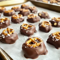 - 1 cup pretzel sticks, carefully broken into small pieces - 1 cup unsalted roasted peanuts, preferably organic - 1 &frac12; cups dark chocolate chips (at least 60% cocoa for richer flavor) - 1 tablespoon coconut oil, allows for a glossy finish - Sea salt, for a delicate sprinkle on top - Additional toppings (e.g., dried fruit, caramel drizzle) - Serving suggestions (e.g., fresh fruit, ice cream) When making chocolate pretzel peanut clusters, the right ingredients matter. First, I love using pretzel sticks for their crunch and shape. Break them into small pieces for even coating. Unsalted roasted peanuts add a nutty taste and texture. Look for organic peanuts if you can, as they taste better. Next, dark chocolate chips are key. I recommend using chips with at least 60% cocoa. This gives a rich, deep flavor. Coconut oil is my secret for a smooth finish. Just a tablespoon makes a big difference. Finally, don&rsquo;t forget the sea salt! A sprinkle on top enhances the sweet and salty flavor. You can also get creative with optional toppings. Dried fruit or a drizzle of caramel can add extra flair. You can serve these clusters with fresh fruit or ice cream for a fun treat. {{ingredient_image_2}} - Line the baking sheet with parchment paper. - Create a smooth and flat surface for easy removal. - Combine chocolate chips and coconut oil in a microwave-safe bowl. - Heat in intervals of 30 seconds and stir well. - Add pretzel pieces and peanuts to the melted chocolate. - Fold gently to coat every piece with chocolate. - Drop generous clusters onto the prepared baking sheet. - Leave about an inch between each cluster for spreading. - Sprinkle a pinch of sea salt on top of each cluster. - Cool at room temperature for 10 minutes, then refrigerate for 30 minutes. Using good quality chocolate is key. It impacts the taste and look of your clusters. Choose dark chocolate chips with at least 60% cocoa for a rich flavor. Temperature control is also vital. Melt your chocolate slowly in the microwave. Heat it in 30-second bursts. Stir well between each burst. This helps avoid burning and keeps your chocolate smooth. To adjust saltiness, use more or less sea salt. A light sprinkle enhances the sweet and salty mix. Try adding more salt for a bold flavor. For different textures, swap the peanuts. Use almonds, cashews, or even sunflower seeds. You can also change the pretzels. Try sticks, twists, or chocolate-covered ones for fun variations. When your clusters are set, serve them on a nice platter. This makes for an eye-catching display. You can drizzle extra melted chocolate on top for added flair. Add garnishes like crushed nuts or colorful sprinkles. These small touches make your treats look even more appealing. Serve them with fresh fruit for a bright contrast. Pro Tips Use Quality Chocolate: Opt for high-quality dark chocolate with at least 60% cocoa content for a richer flavor and smoother texture in your clusters. Chill for Best Results: Allow the clusters to chill in the refrigerator until the chocolate is fully set. This will ensure they hold their shape and have a nice snap. Experiment with Mix-ins: Feel free to add other ingredients like dried fruits, seeds, or even a splash of vanilla extract to customize your clusters to your taste. Presentation Matters: For an elegant touch, arrange your clusters on a decorative platter and consider adding a drizzle of melted chocolate or a sprinkle of chopped nuts on top. {{image_4}} You can change the flavor of your clusters easily. Try using milk or white chocolate instead of dark chocolate. This swap will give a creamier taste. You can also add spices for a kick. A dash of cinnamon or cayenne can make your treat unique and fun. If you need gluten-free snacks, use gluten-free pretzels. They taste great and keep the crunch. For a nut-free version, replace peanuts with seeds. You can also use chocolate-covered raisins for sweetness. These swaps make it easy for everyone to enjoy. You can dress your clusters up for holidays. Adding colored sprinkles makes them festive. For special occasions, think about themed snacks. You can use shapes or colors that match the event. This extra touch makes your clusters even more special. After you make your chocolate pretzel peanut clusters, let them cool completely. First, allow them to set at room temperature for about 10 minutes. Then, put the baking sheet in the fridge for about 30 minutes. This helps the chocolate harden properly. For storage, I recommend using airtight containers. Glass or plastic containers work well. You can also use a resealable plastic bag. Just make sure to keep the clusters in a single layer. This prevents them from sticking together. These clusters stay fresh for about a week at room temperature. Keep them in a cool, dry place. If you want them to last longer, store them in the fridge. In the fridge, they can stay good for up to two weeks. For the freezer, wrap the clusters tightly in plastic wrap, then place them in an airtight container. They can last for about three months. To enjoy them later, just thaw them in the fridge overnight. If you need to melt the chocolate clusters again, do it safely. Place them in a microwave-safe bowl. Heat them in small bursts of 10 to 15 seconds. Stir between each burst to avoid burning. After storage, you can serve the clusters as is. They taste great cold or at room temperature. For a fun twist, pair them with fresh fruit or a scoop of ice cream. Enjoy your treats! Yes, you can use milk chocolate or white chocolate. Each type gives a different taste. Milk chocolate will be sweeter, while white chocolate has a creamy flavor. Just ensure that it melts smoothly. Use the same melting method as dark chocolate. These clusters last about two weeks when stored properly. Keep them in an airtight container at room temperature. If you need them to last longer, store them in the fridge. Just remember to let them come to room temperature before eating. Absolutely! You can make these clusters a few days in advance. Once they are set, store them in an airtight container. This makes it easy to serve them later when you need a quick treat. Yes, you can replace peanuts with seeds like sunflower or pumpkin seeds. You can also use chocolate-covered raisins for a different twist. Just make sure to check for allergies if you share these treats. To prevent sticking, keep the clusters spaced apart on the baking sheet. Once they set, store them in a single layer in an airtight container. If stacking, place parchment paper between layers for easy separation. This blog post covered how to make delicious chocolate clusters. You learned the essential and optional ingredients needed, along with step-by-step instructions. Tips and tricks helped refine your technique, while variations let you customize to your taste. We also discussed storage to keep your clusters fresh longer. Enjoying these treats is easy and fun. Experiment with flavors and make them your own!